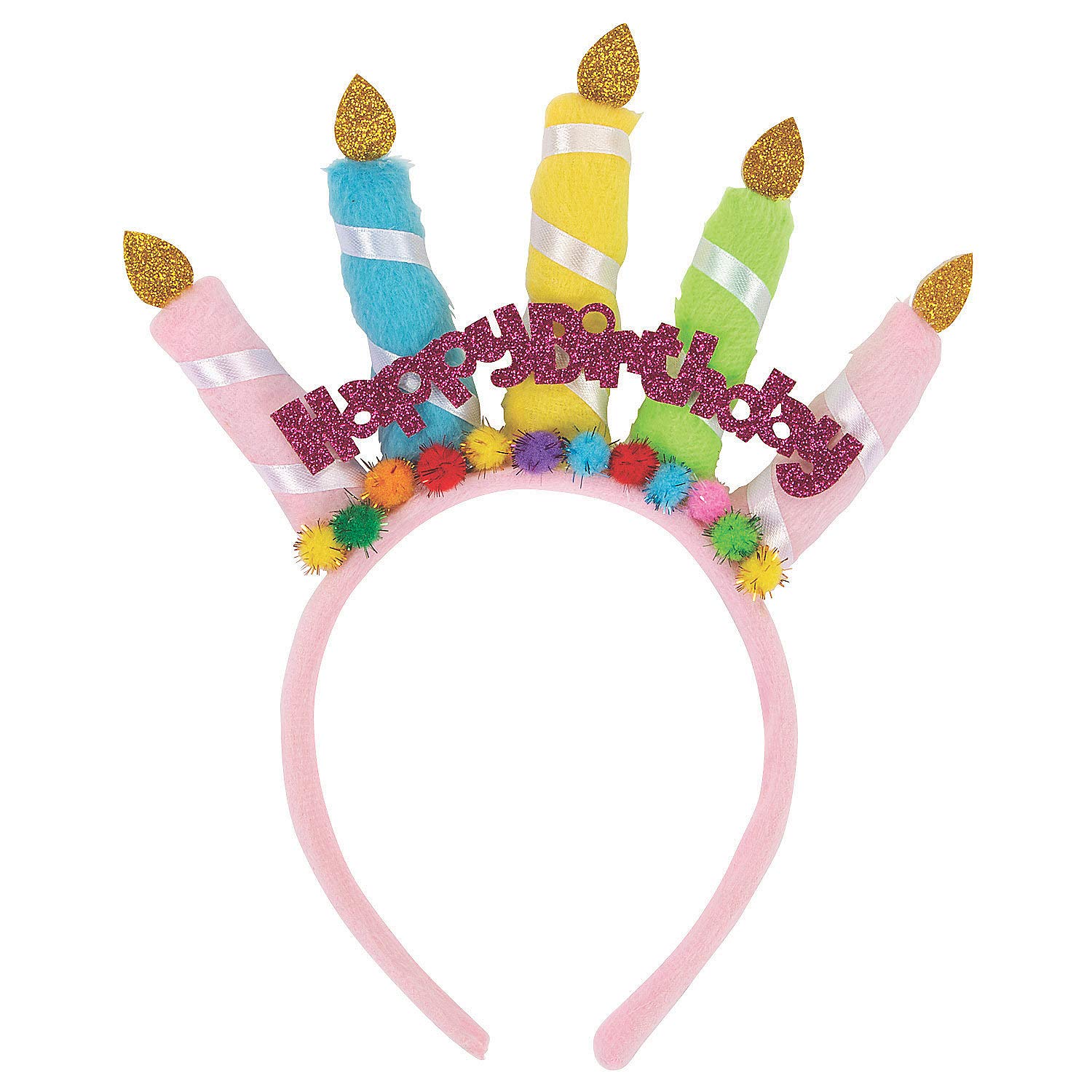 Fun Express Happy Birthday Candles Headband - Party Hat with Candle Design - 1 Piece - Perfect for Birthday Parties, Costume Events & Photo Booths