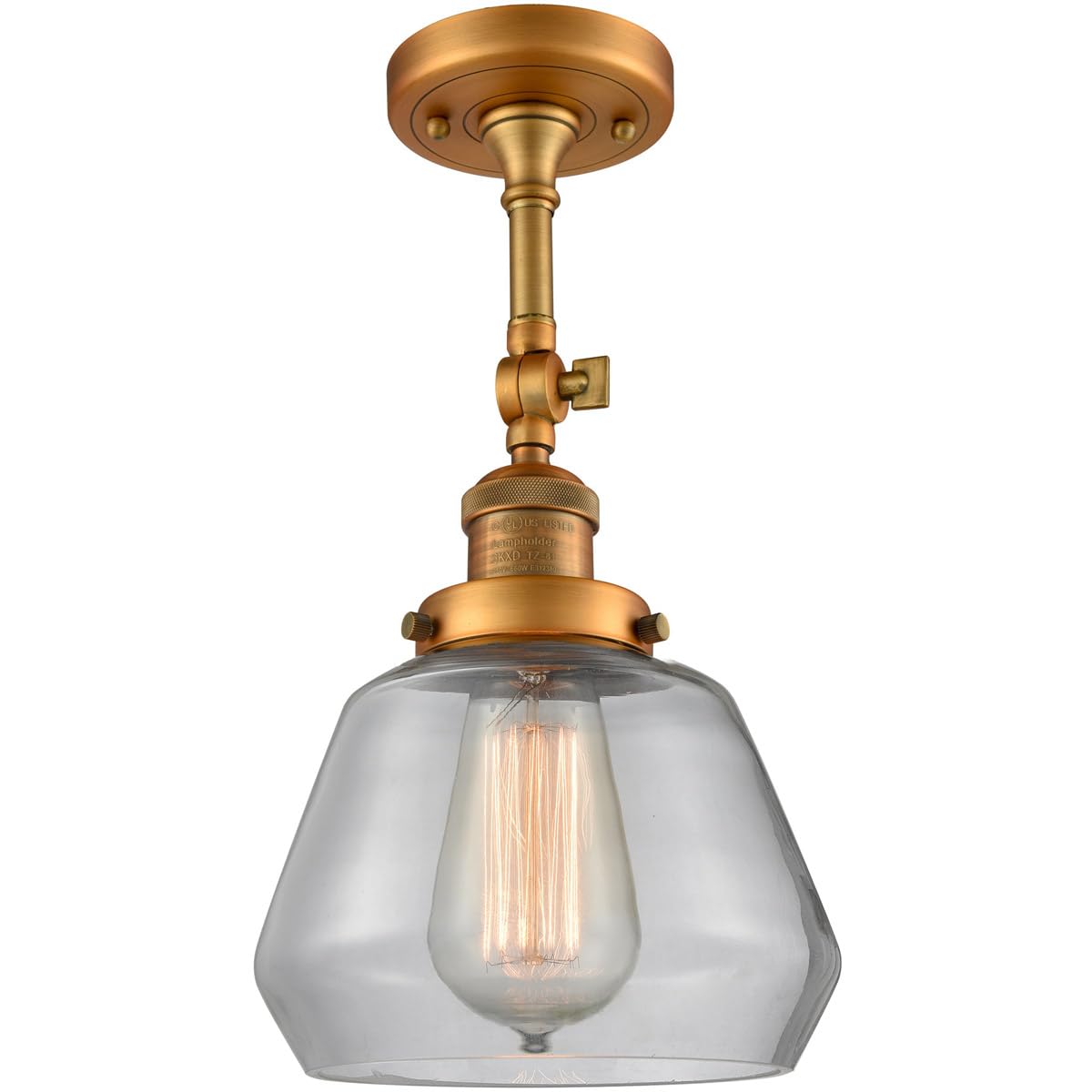 Innovations 201F-BB-G172-LED Modern Semi-Flush Mount Ceiling Light Fixture - Brushed Brass Finish, Energy Efficient LED Lighting for Bedroom, Living Room & Hallway