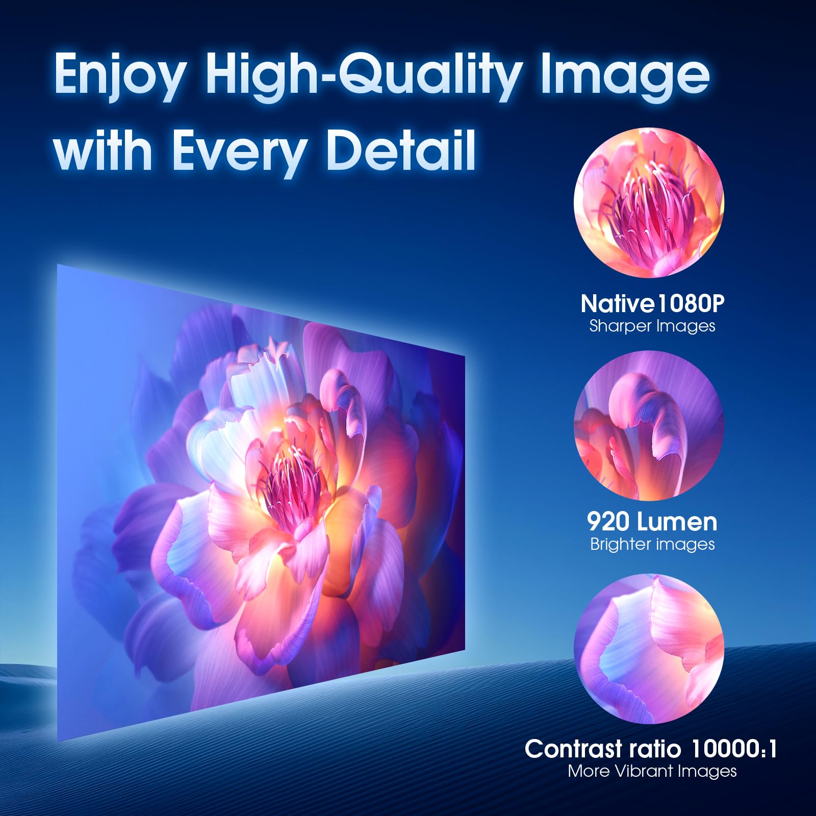 4K Mini Projector with WiFi & Bluetooth - 1080P FHD Portable Movie Projector for Home Theater, HDMI/USB/PS5/Laptop Compatible - Built-in Apps, 180° Adjustable Keystone, Includes HDMI Cable & Mouse (Black) - Perfect for Movie Nights, Gaming & Office Presentations