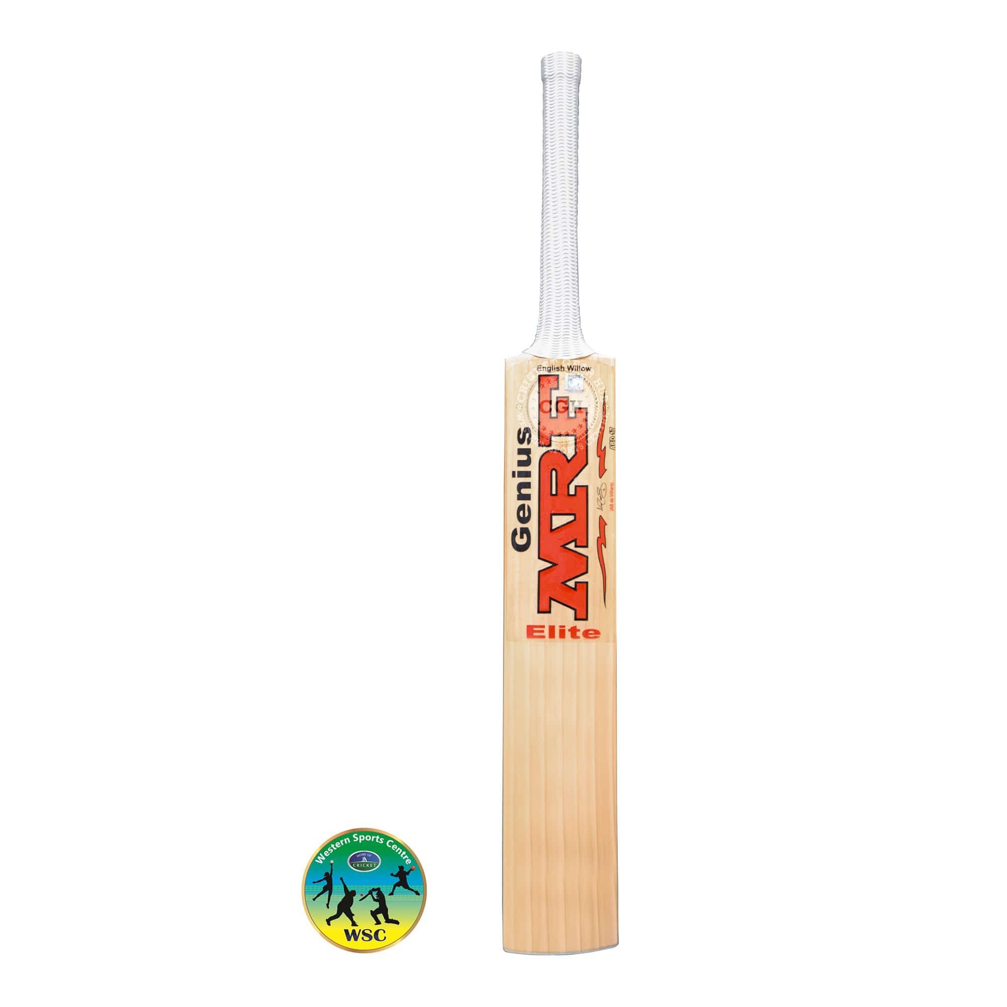 MRF Elite AB De Villiers Cricket Bat - English Willow, Short Handle, Lightweight for Power Hitting - Perfect for Professional Matches & Training Sessions
