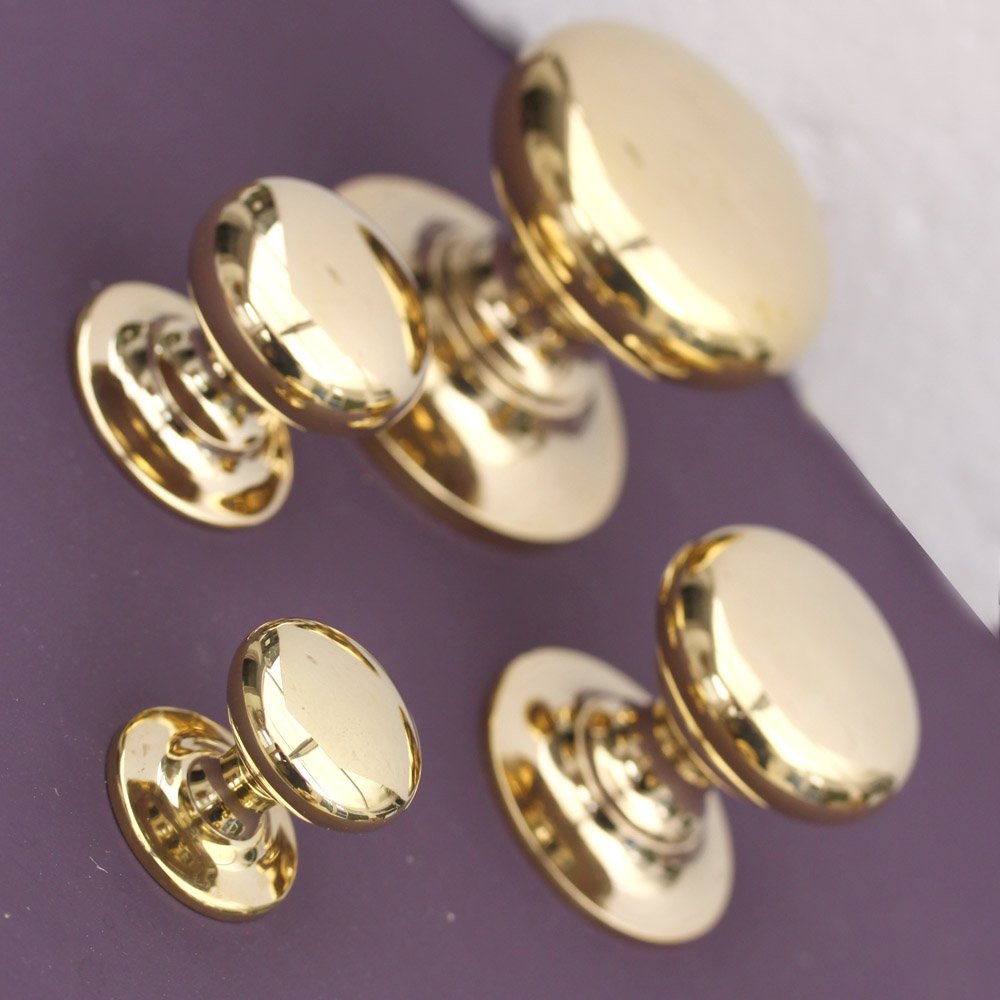 Polished Brass Cabinet Knob - Vintage Style Drawer Pulls for Kitchen & Bathroom - Elegant Hardware for Cabinets, Dressers & Furniture (Set of 10) - Perfect for Home Renovation & DIY Projects