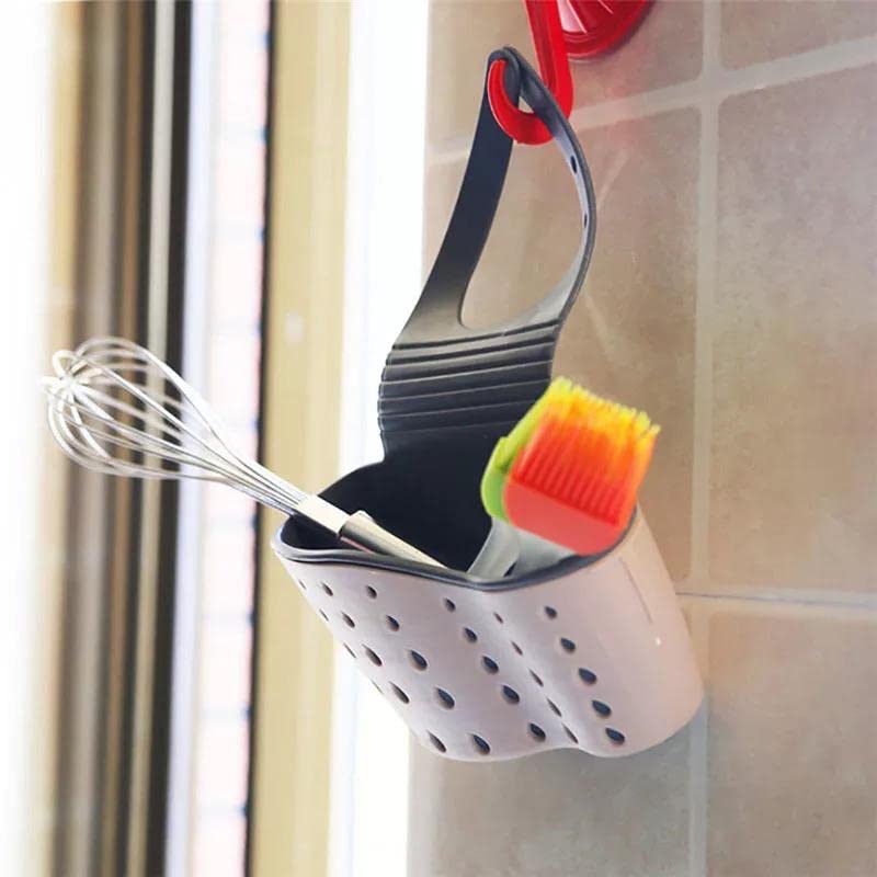 D MARK® Silicone Kitchen Sink Sponge Holder - Hanging Storage Caddy & Drain Basket (1 Piece, Multicolor) - Perfect for Organizing Sponges, Brushes & Dish Soap in Small Kitchens