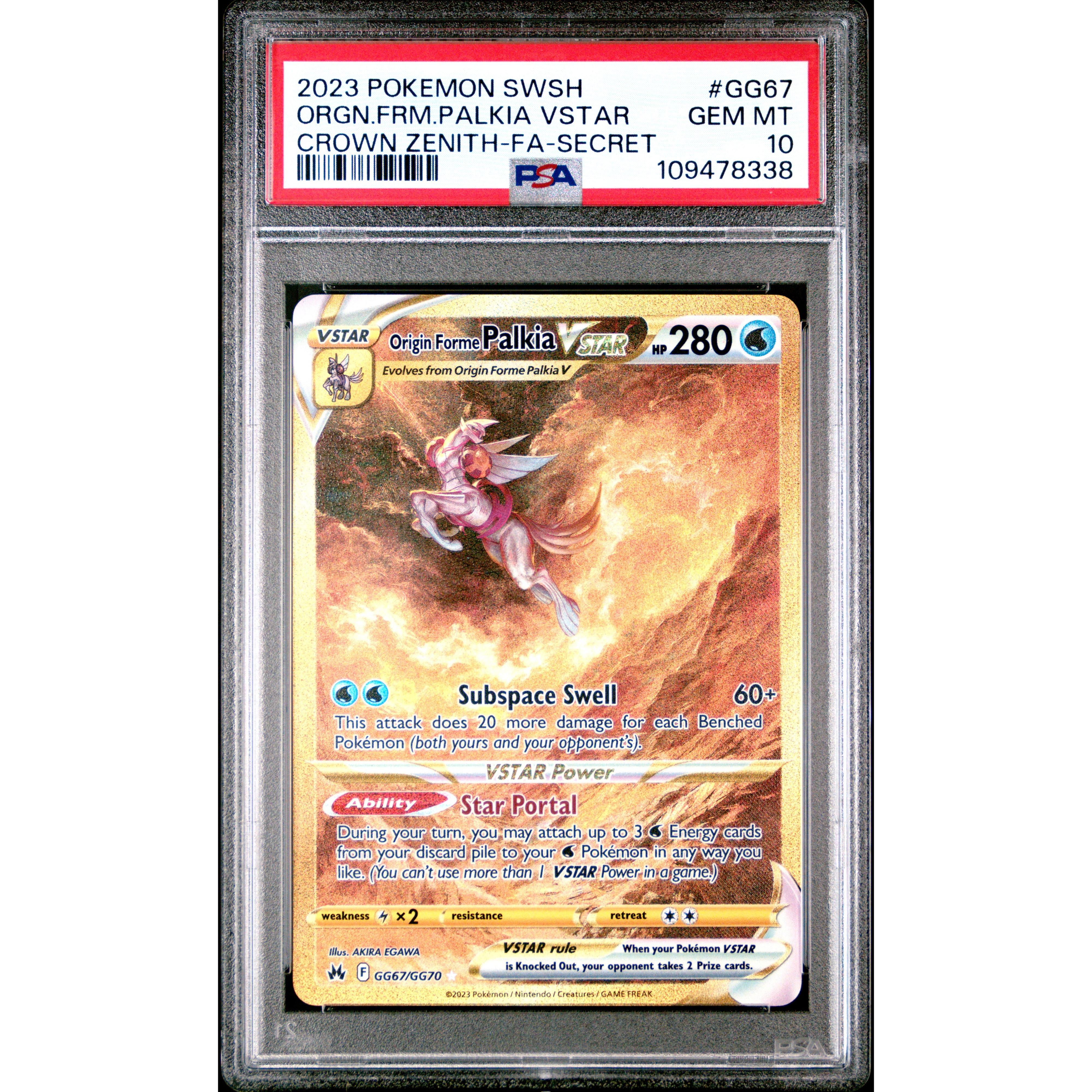 2023 Pokemon Crown Zenith Origin Forme Palkia VSTAR Secret Rare GG67/GG70 PSA 10 Gem Mint - Perfect for Collectors & Pokemon TCG Battles