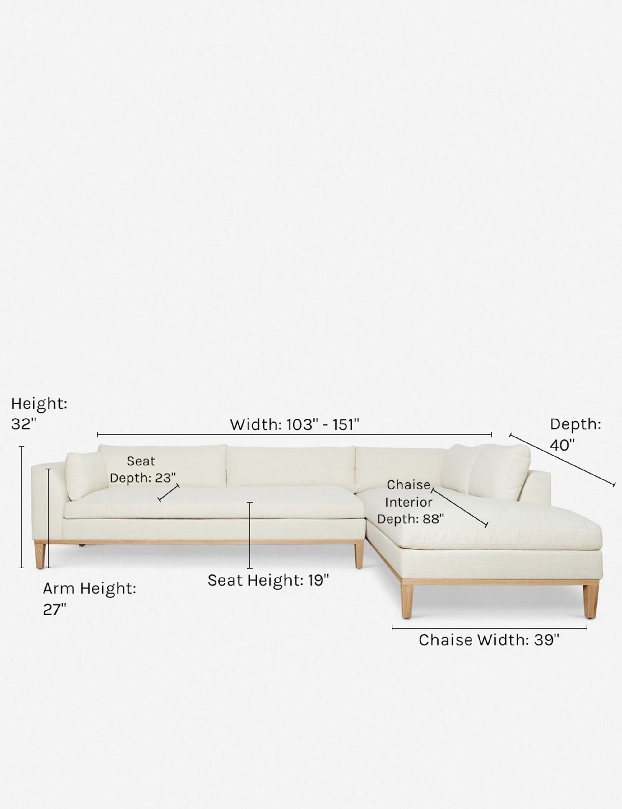 Charleston Sectional Sofa - Modern L-Shaped Couch with Reversible Chaise, Soft Fabric Upholstery for Living Room, Family Room & Home Theater Comfort