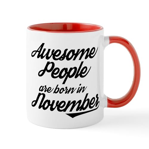 White/Red Inside - Awesome People Are Born In November Mugs