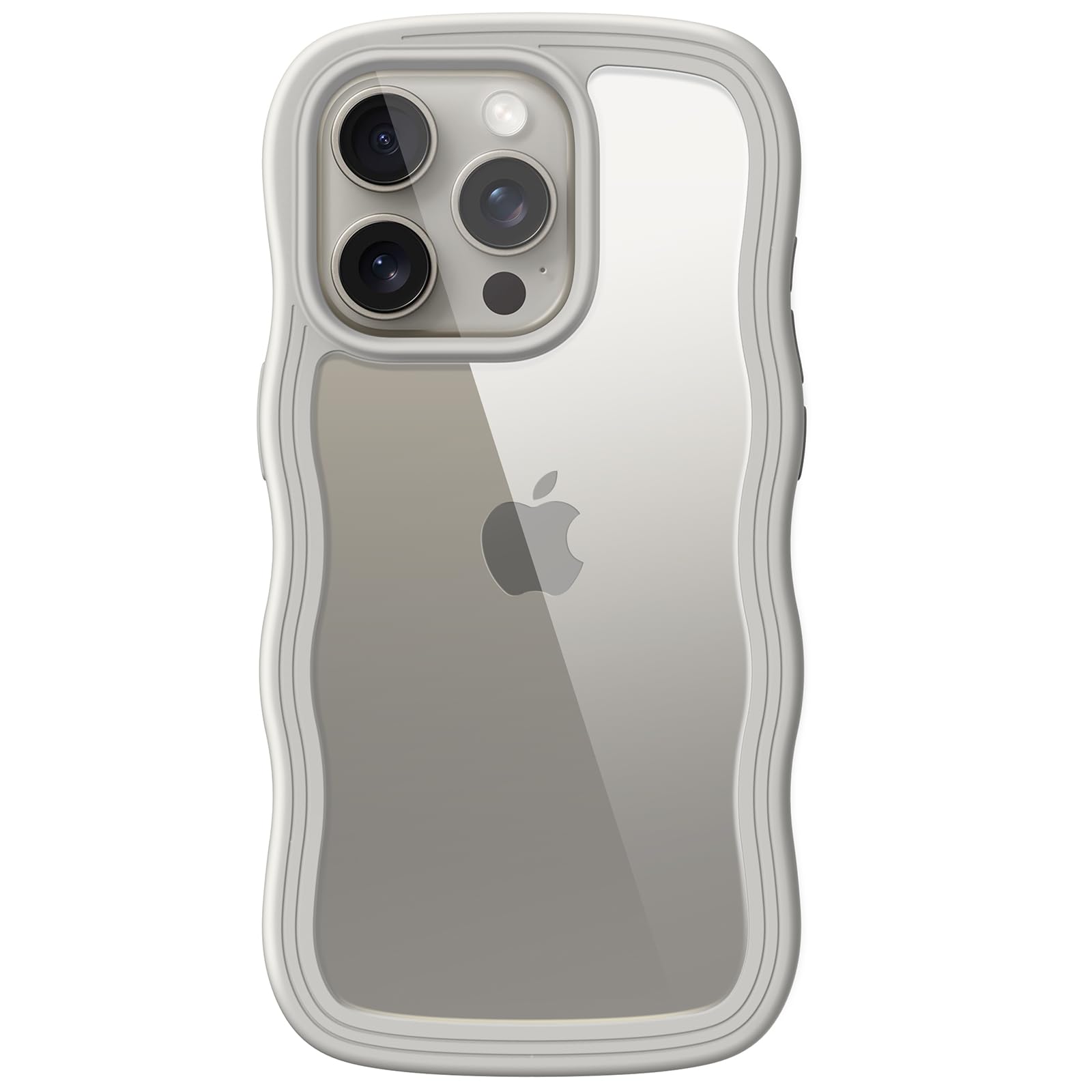 JETech Cute iPhone 15 Pro Max Case 6.7-Inch - Wave Frame Shockproof Clear Hard PC Cover for Women Girls (Natural Titanium) | Perfect for Daily Use, Travel & Gift Giving