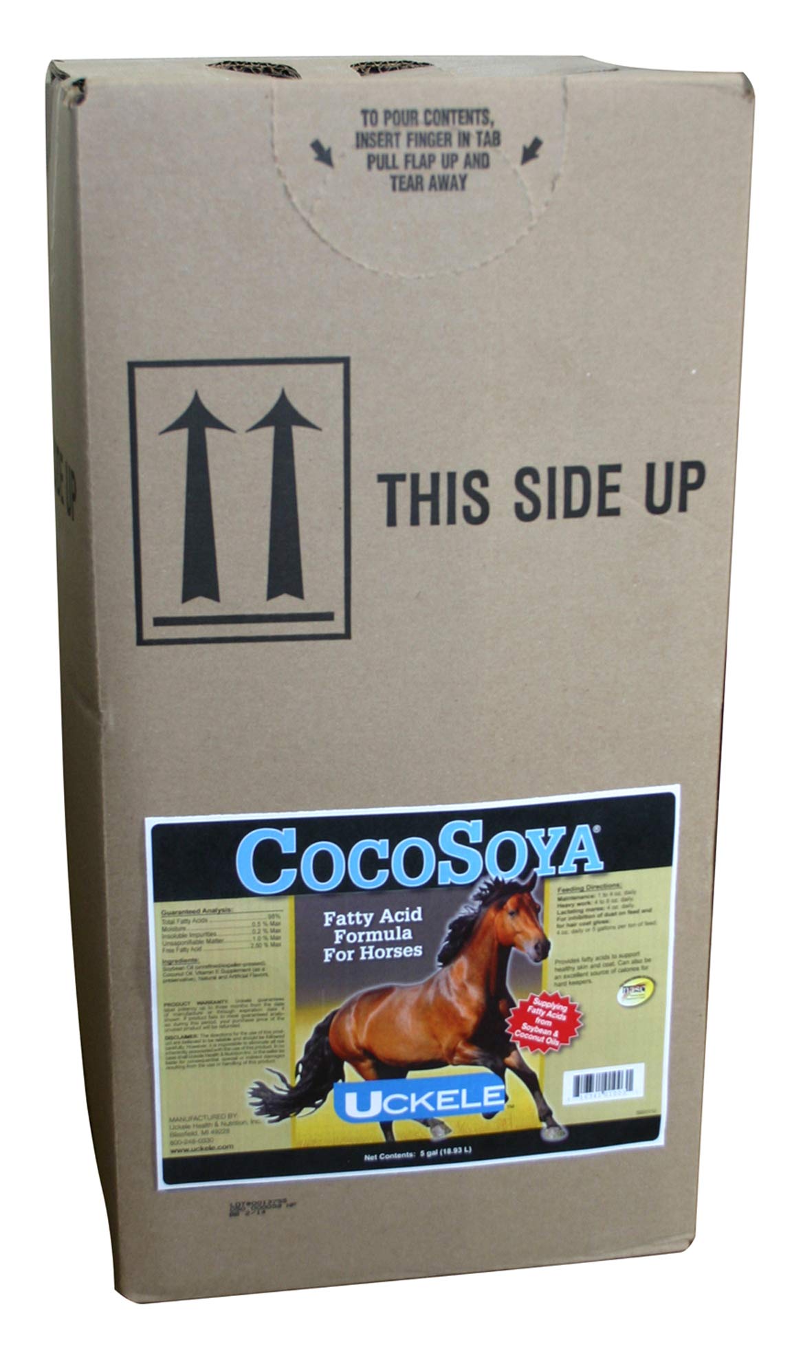 Uckele CocoSoya Oil Horse Supplement - Omega 3 6 9 Fatty Acids for Equine Joint & Coat Health - Vitamin & Mineral Enriched Formula - 5 Gallon Bucket - Ideal for Daily Feeding & Performance Horses