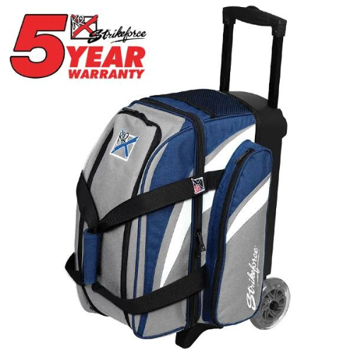 KR Strikeforce Cruiser Smooth Double Ball Roller Grey/Navy Bowling Bag - Perfect for League Play & Tournament Travel - Durable 2-Ball Bowling Bag with Comfortable Shoulder Strap