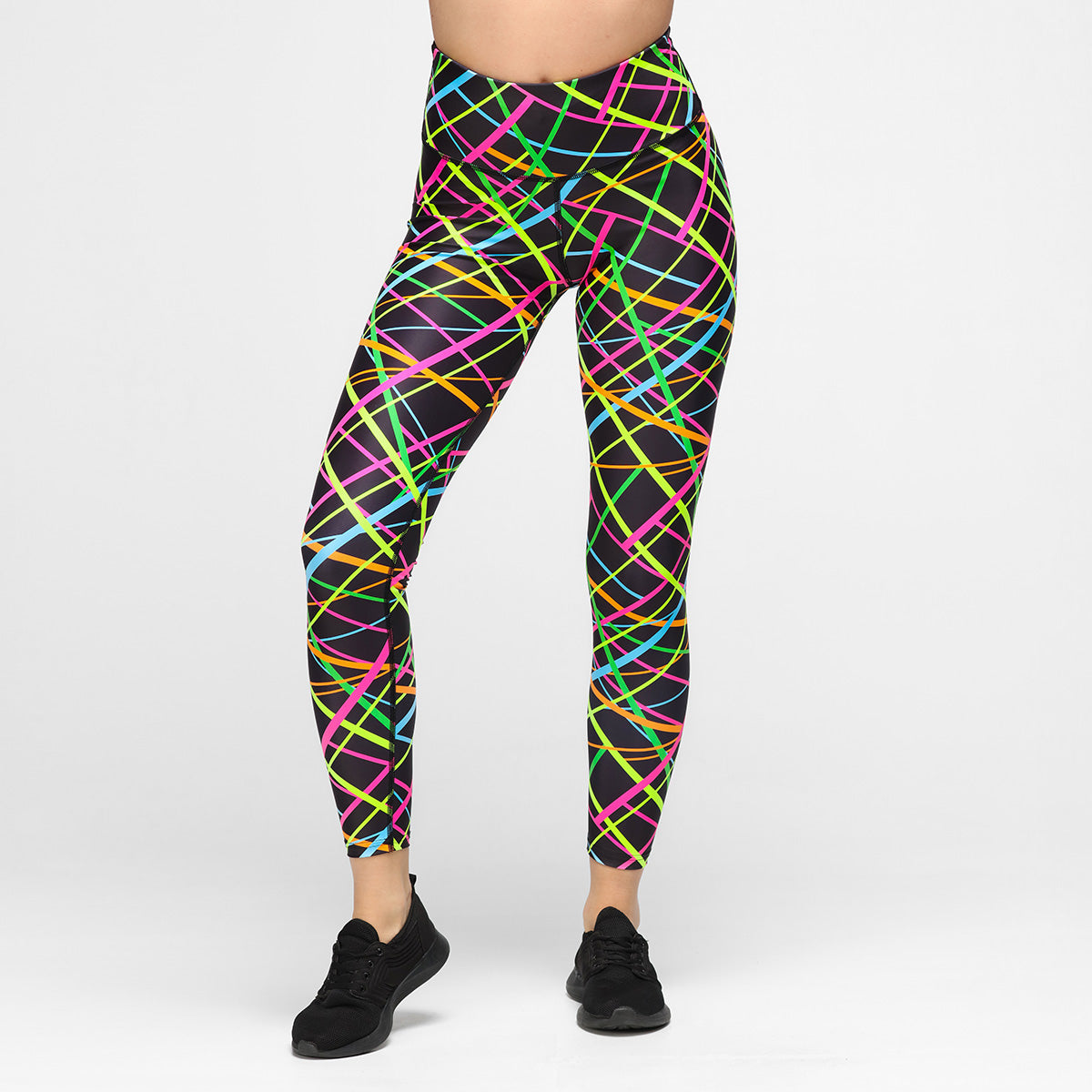 Clubbercise Neon Beam Leggings - High Waisted Workout Leggings for Women, Glow in The Dark Fitness Pants for Dance, Yoga & Gym - Perfect for Nighttime Running & Rave Parties