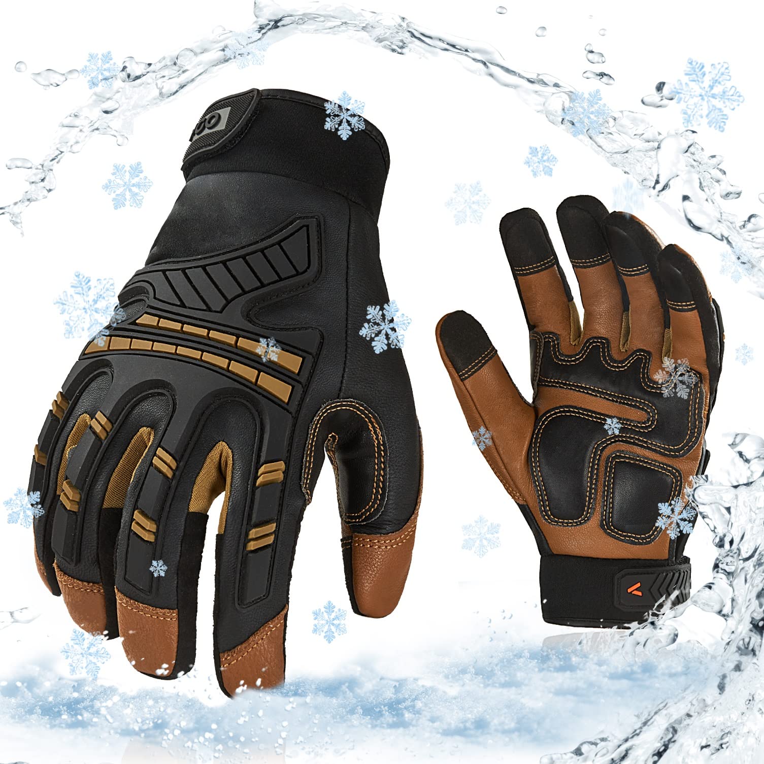 Vgo Winter Work Gloves for Men - Waterproof, Anti-Vibration, Heavy Duty Cold Weather Gloves - Freezer, Warehouse & Trucker Use - Warm Thermal Protection for Outdoor Work & Winter Activities