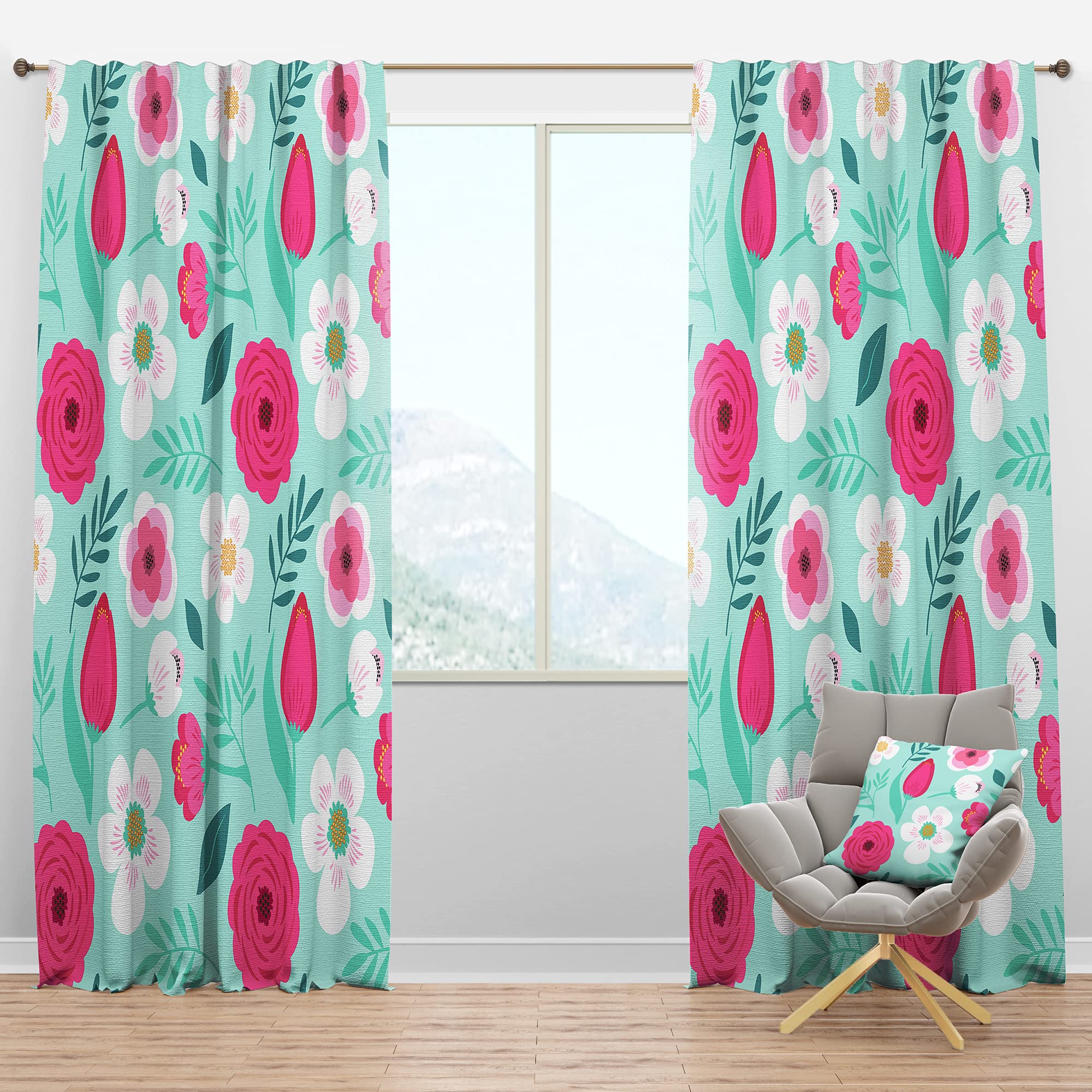 DesignQ Blackout Curtains 'Rustic Flowers and Leaves' - Thermal Insulated Single Panel (52x63 inches) for Bedroom & Living Room - Perfect for Light Blocking, Privacy & Energy Efficiency
