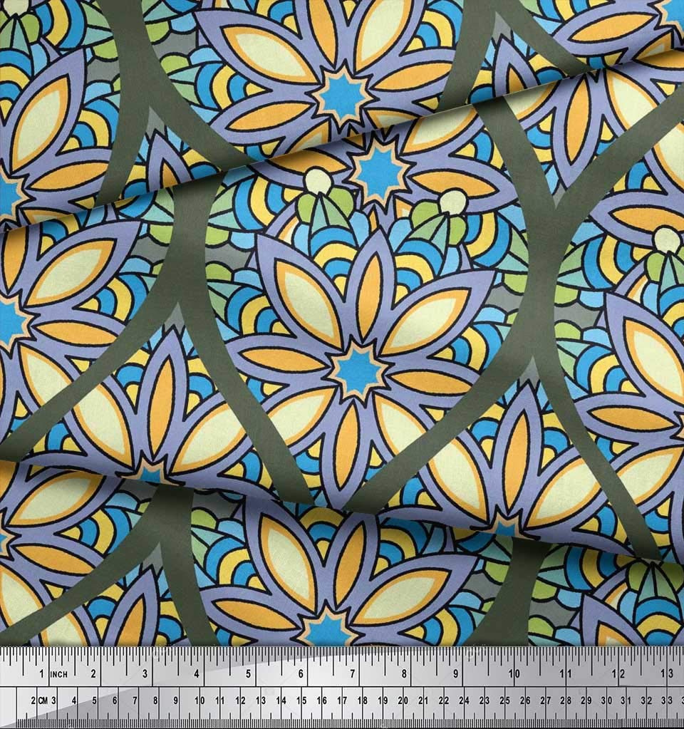Soimoi Moss Georgette Brown Fabric by The Yard - 42 Inch Wide Floral & Ogee Damask Printed Fabric for Dresses, Curtains & Home Decor - Elegant Fashion & Upholstery Material
