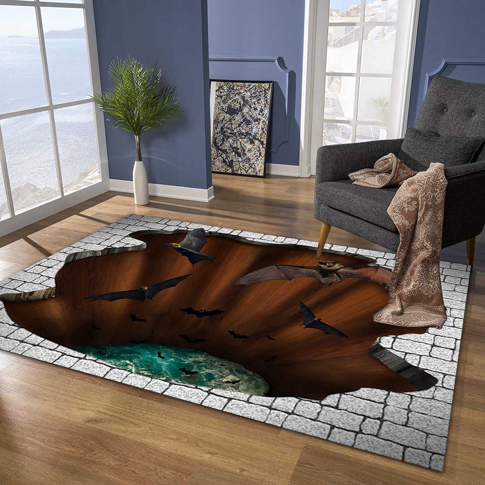 Halloween Non-Slip Washable 3D Pattern Runner Rug - 50x450cm Long Carpet for Hallway, Kitchen, Corridor, Living Room | Customizable Home Decor for Spooky Seasonal Parties & Cozy Fall Interiors
