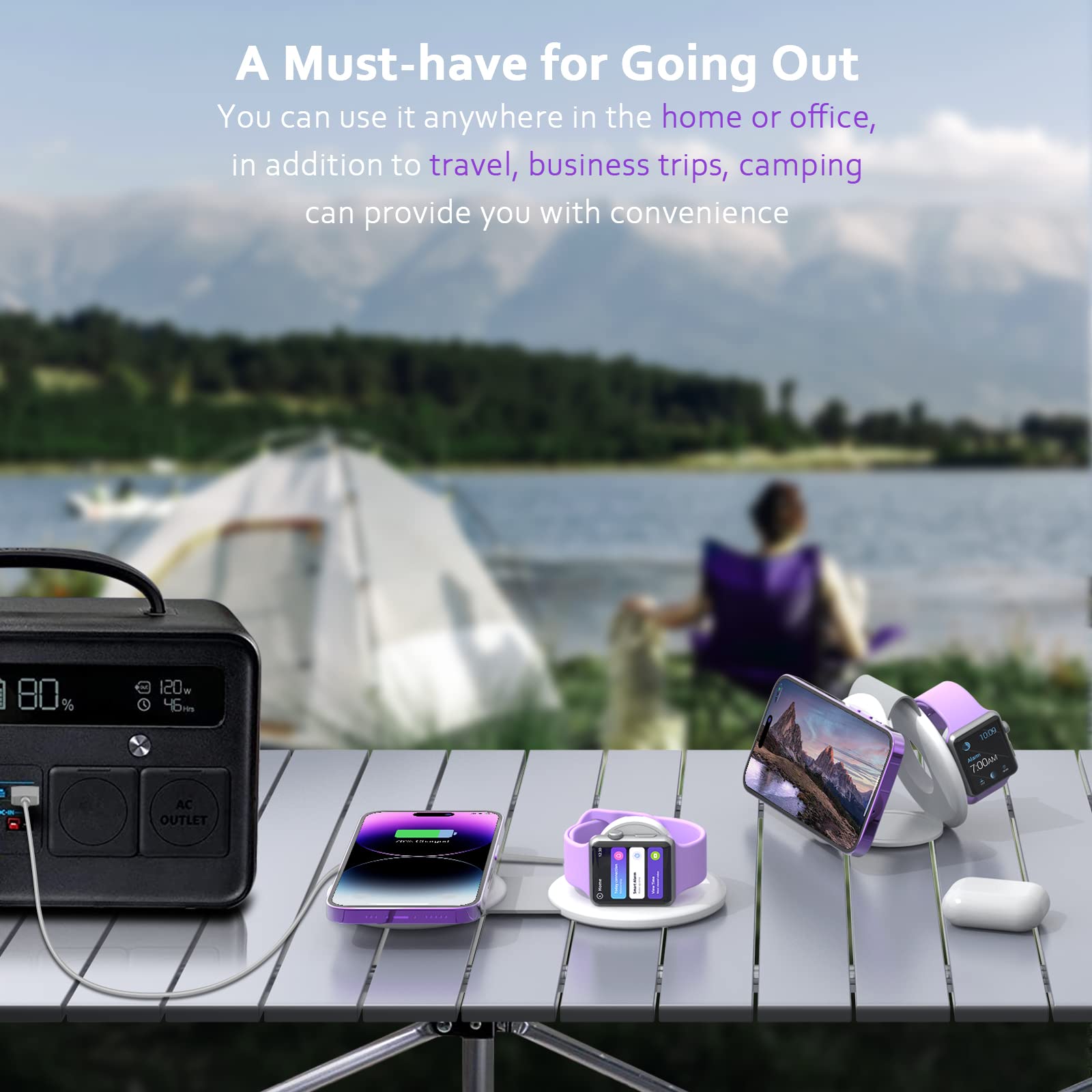 UCOMX Nano Mini Magnetic 2-in-1 Wireless Charger - Foldable Travel Charging Station for iPhone 12/13/14/15/16 Pro Max, AirPods Pro, iWatch Ultra - Portable Multi-Device Charger for Home, Office & Travel Use