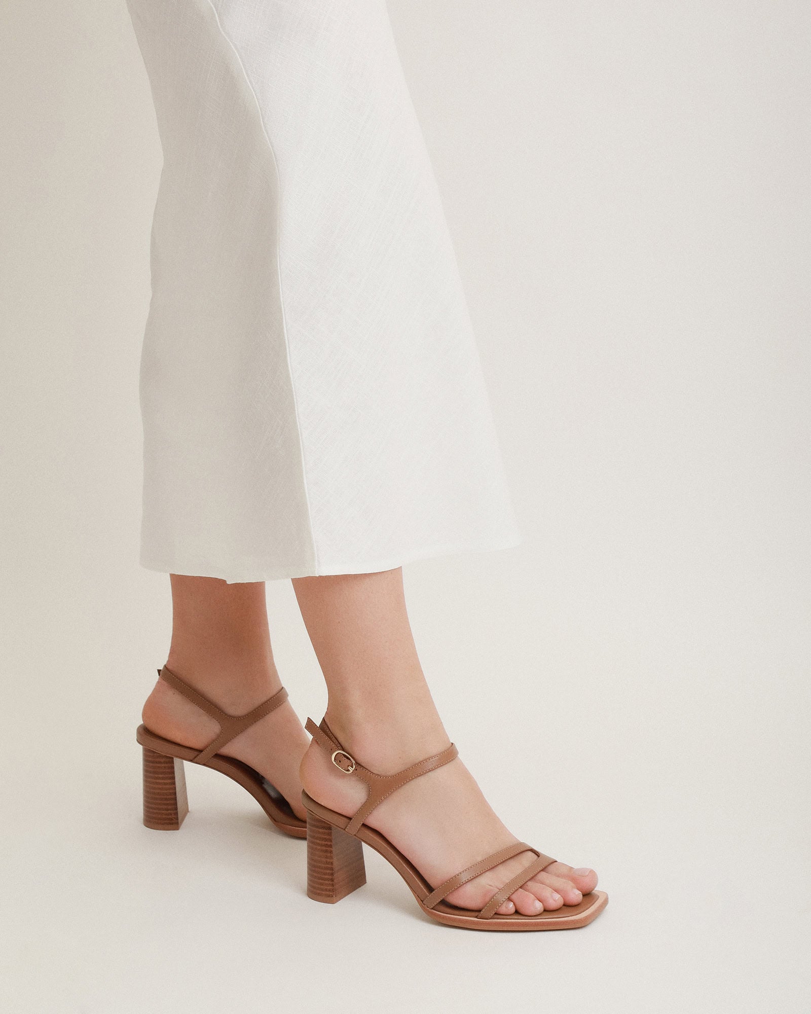 Casey Women's Tan Leather High Heel Sandals - Comfortable & Stylish for Weddings, Parties & Summer Outfits
