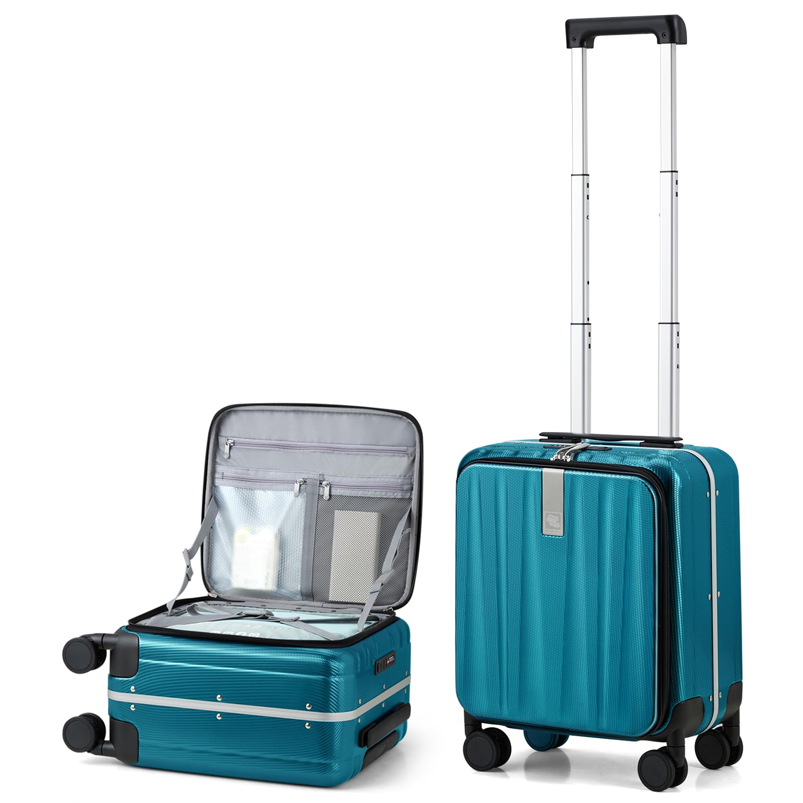 Hanke 16 Inch Underseat Carry On Luggage with Wheels - TSA Approved Lightweight Hard Shell Suitcase for Travel, Weekender & Airplane - Perfect Christmas & Birthday Gift (Caribbean Blue) - Ideal for Business Trips, Weekend Getaways & Cabin Baggage