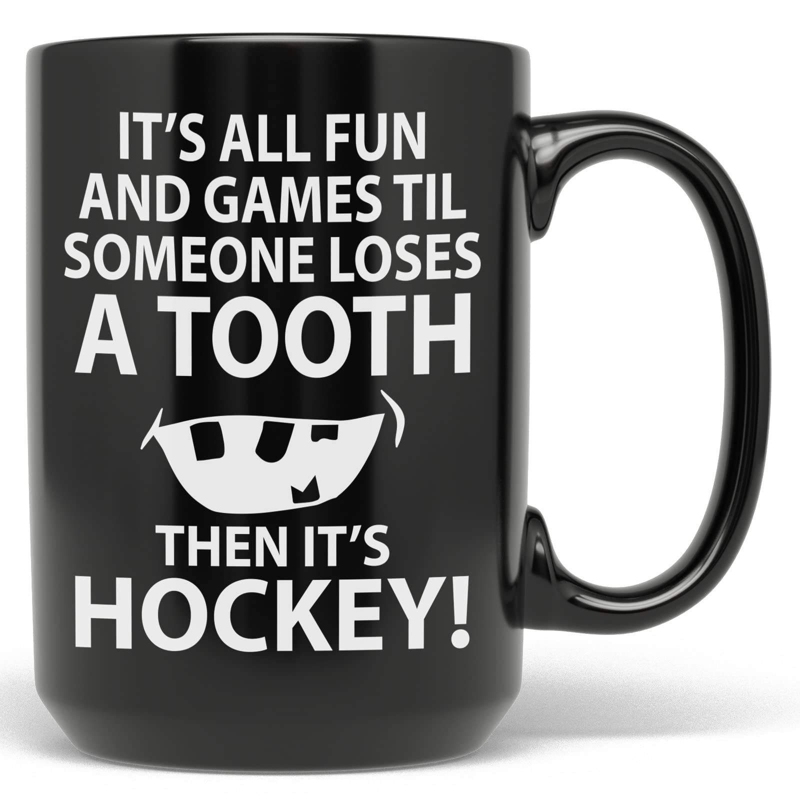PixiDoodle Hockey Player Coffee Mug - 15 oz Black Ceramic Cup with Fun Sports Design - Perfect Gift for Hockey Fans, Office Use & Game Day Parties