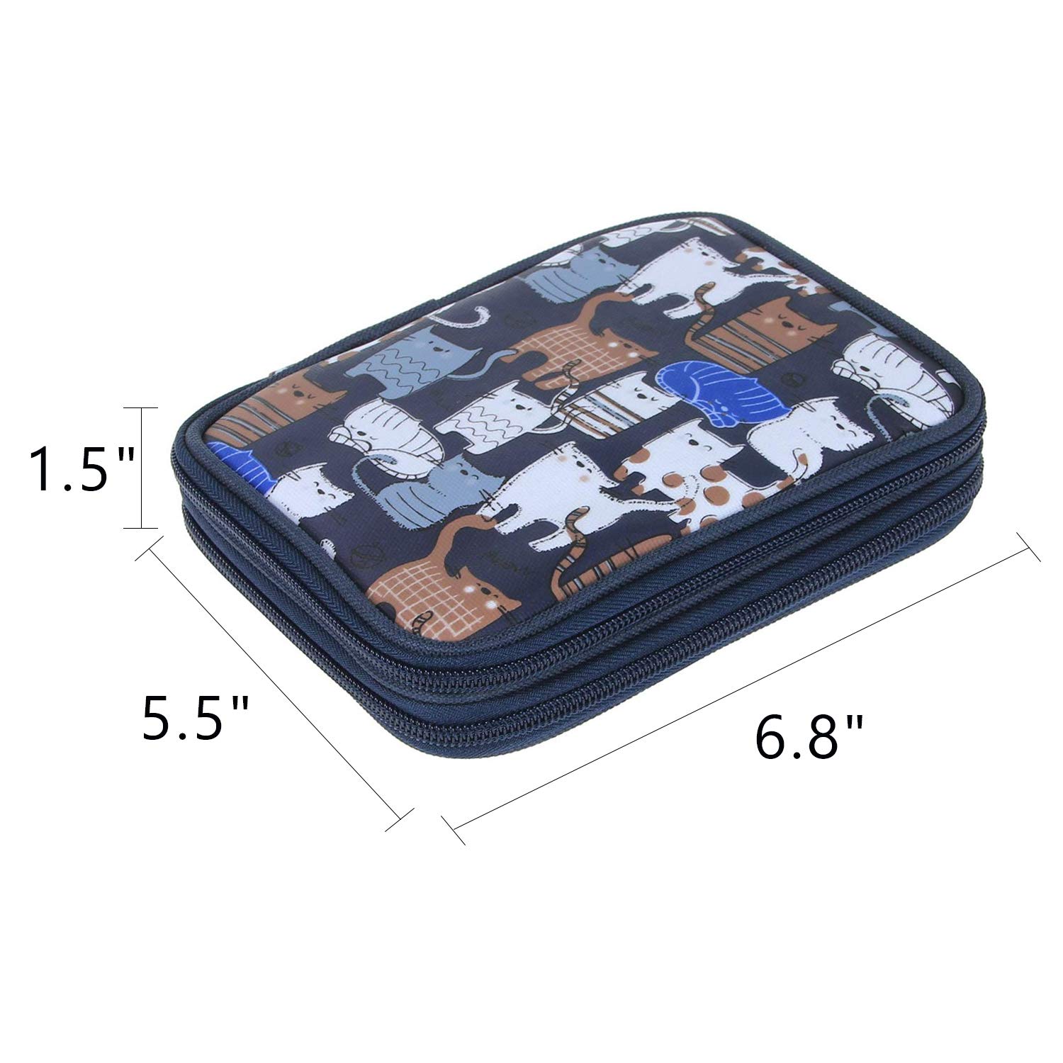 Teamoy Crochet Hook Case - Empty Organizer with Multiple Pockets for Needles & Knitting Accessories, Cats Blue | Portable Storage for Crochet Hooks, Knitting Needles & Yarn Tools | Perfect for Crafters, Travel & Home Organization