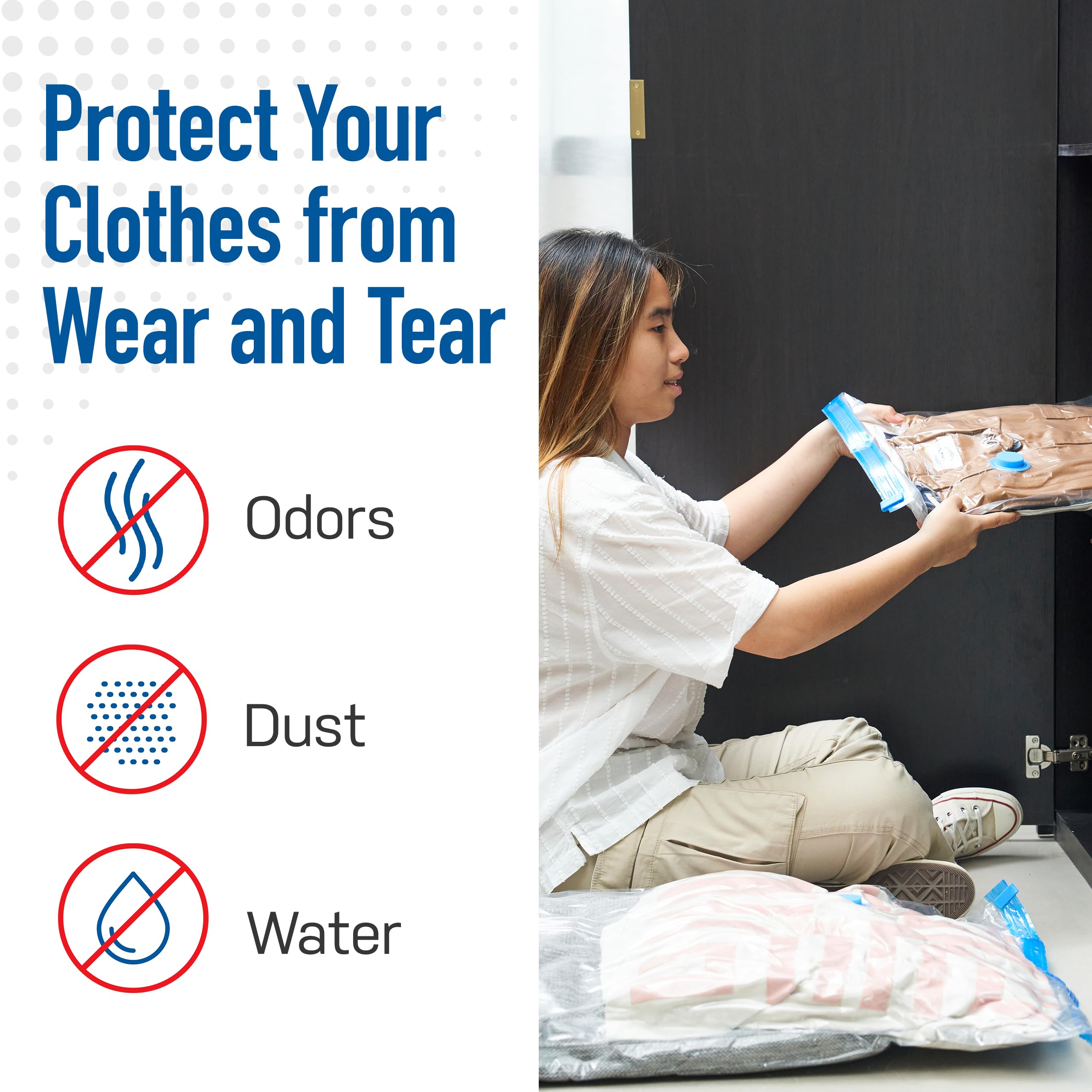 Spacesaver Vacuum Storage Bags (4-Pack Small) - 80% Space Saving Clothes Storage Bags for Comforters, Blankets, Bedding & Clothing | Compact Closet Organization | Travel-Friendly with Hand Pump | Perfect for Seasonal Storage & Moving