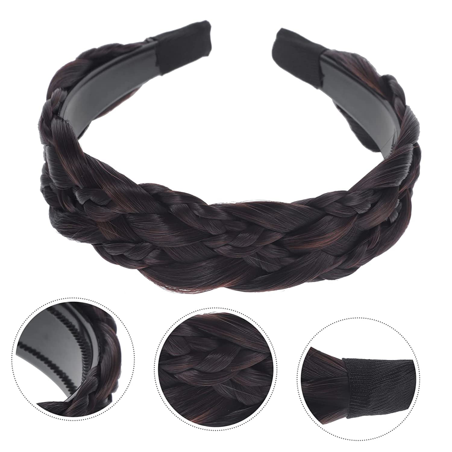 Women's Braided Headband with Fake Bangs - Black Hairband for Women & Girls | Perfect for Cosplay, Costume Parties & Everyday Styling