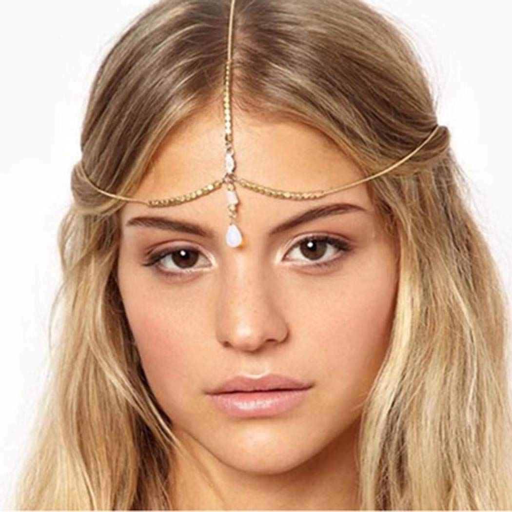 Boho Gold Head Chain Jewelry for Women - Elegant Hair Accessories & Festival Forehead Jewelry - Perfect for Music Festivals, Weddings, and Boho Chic Outfits