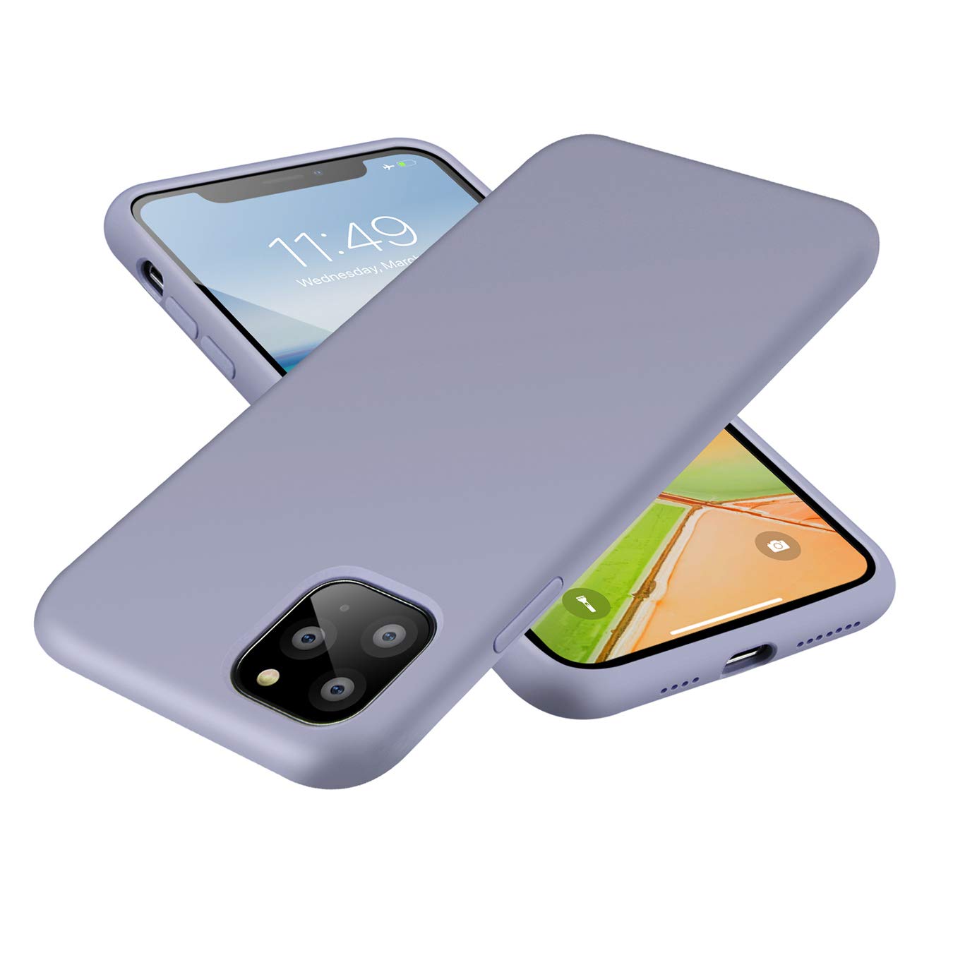 SYMOCA Liquid Silicone Case for iPhone 11 Pro Max (6.5 inch) - Shockproof Full Body Protection Cover with Drop Protection - Lavender Gray | Perfect for Daily Use, Travel & Outdoor Activities