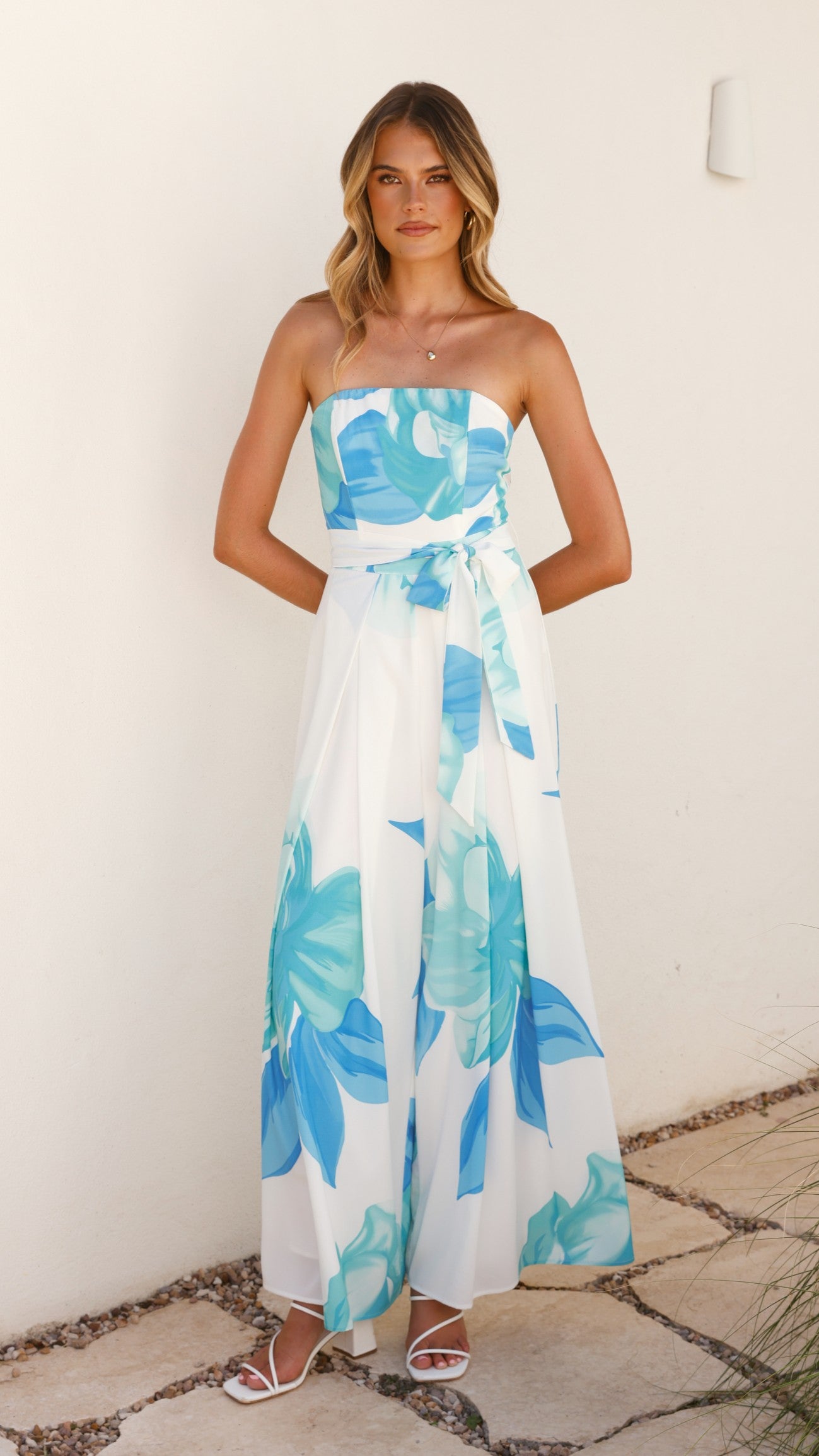 Maisy Strapless Jumpsuit for Women - Blue Teal Romper for Summer, Beach, and Party Wear