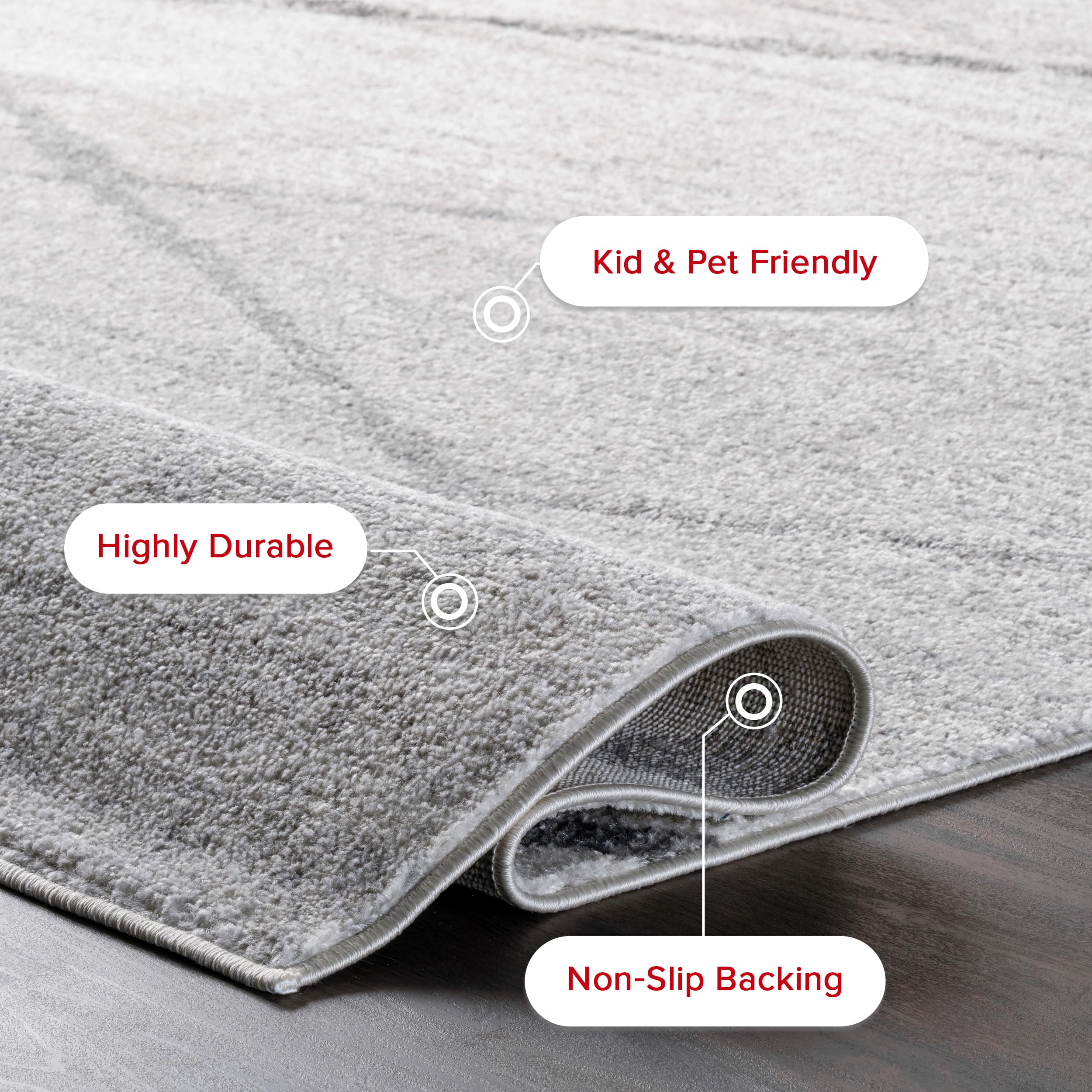 nuLOOM Thigpen 9x12 Modern Abstract Grey Area Rug with Non-Slip Backing & Stain Resistant - Perfect for Living Room, Bedroom, Dining Room, Office, Hallway, Kitchen & Entryway Decor