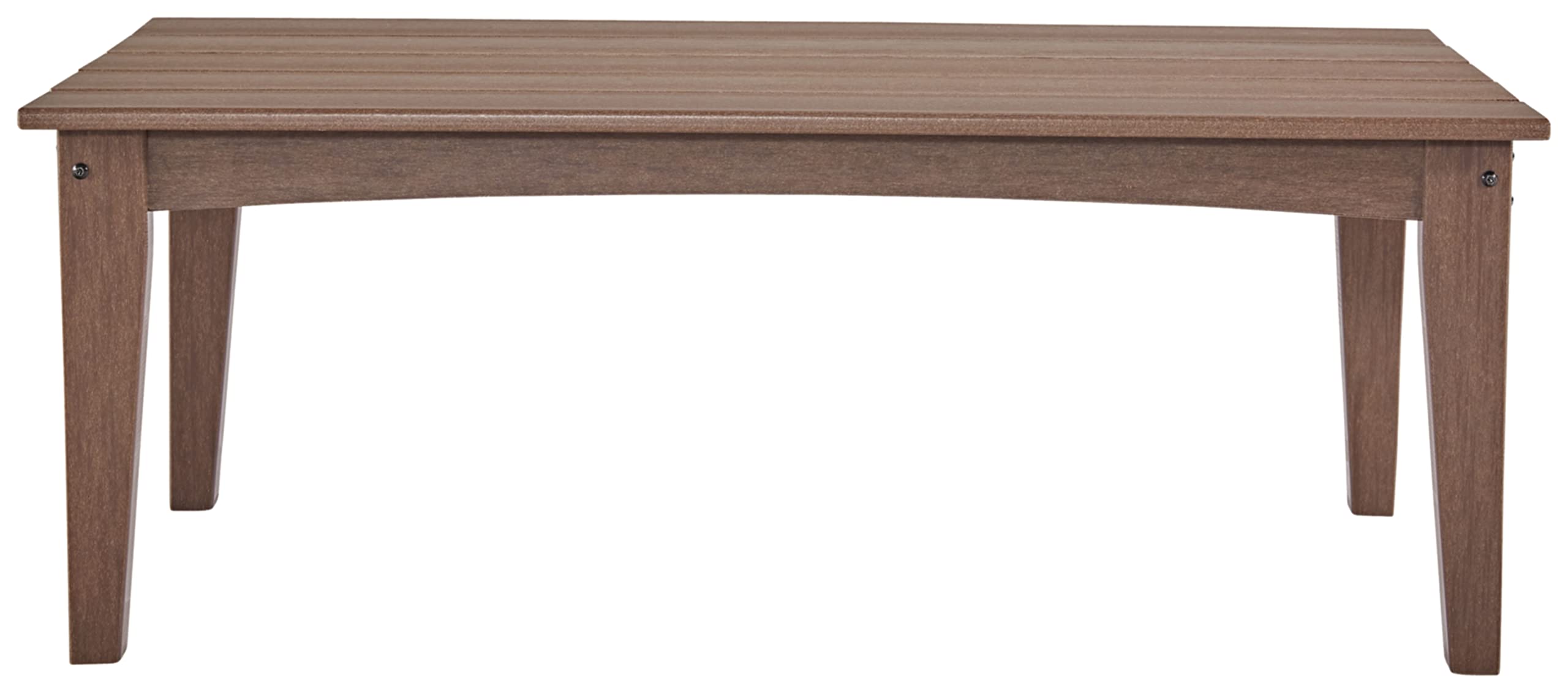 Signature Design by Ashley Emmeline Outdoor HDPE Patio Coffee Table - Weather-Resistant Brown Side Table for Garden, Poolside & Backyard Decor