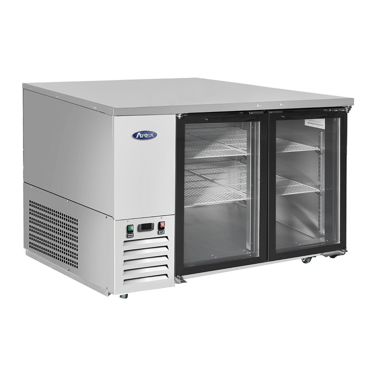 Atosa MBB48G GR 48 Inch Commercial Glass Door Back Bar Cooler - Stainless Steel Refrigerator for Bars, Restaurants & Cafes - Perfect for Beverage Storage & Display