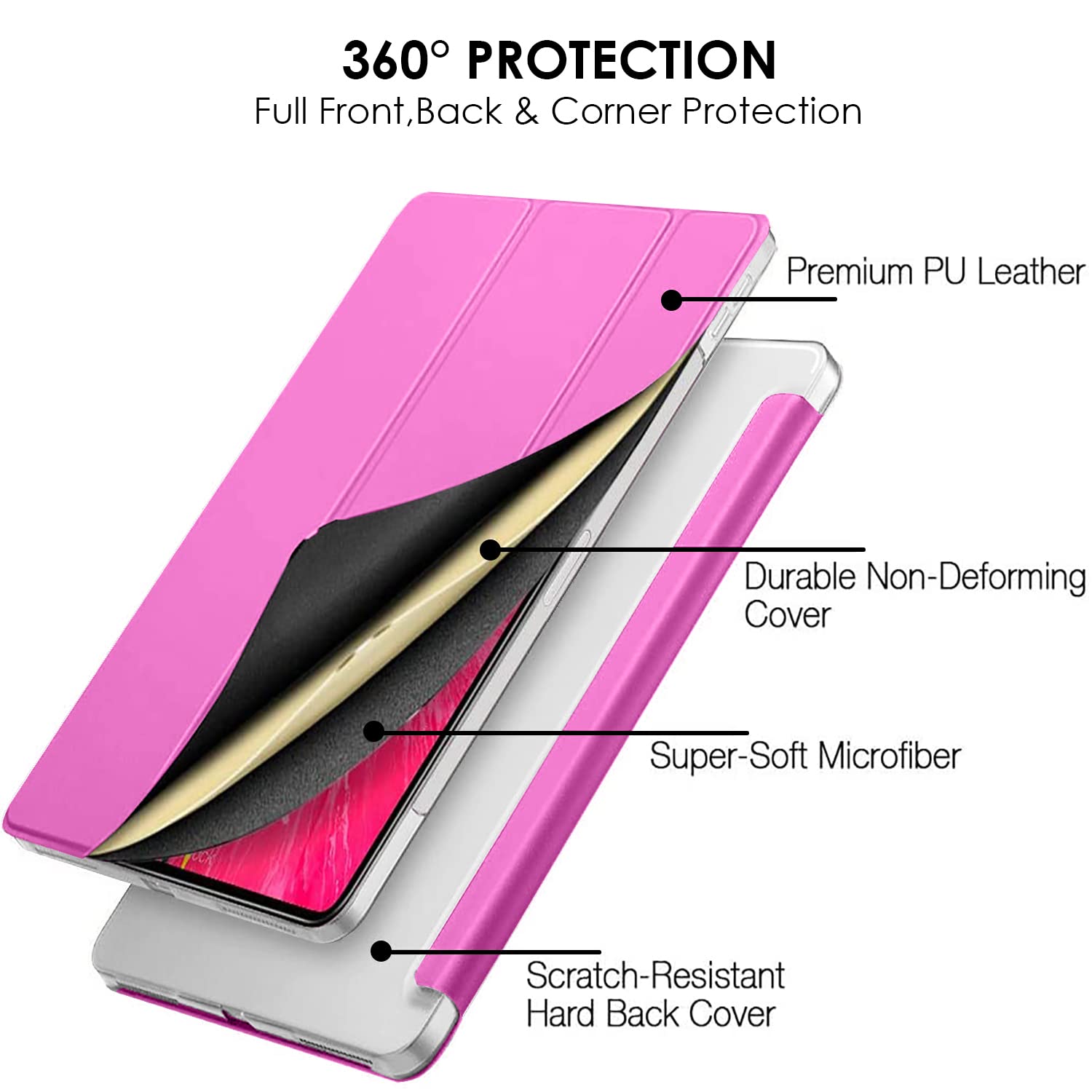 DuraSafe Slim Lightweight Protective Case for iPad Pro 11 2nd Generation (2020) - Frosted PC Dual Angle Stand Cover with Front & Back Protection - Light Magenta | Perfect for Work, Travel & Everyday Use