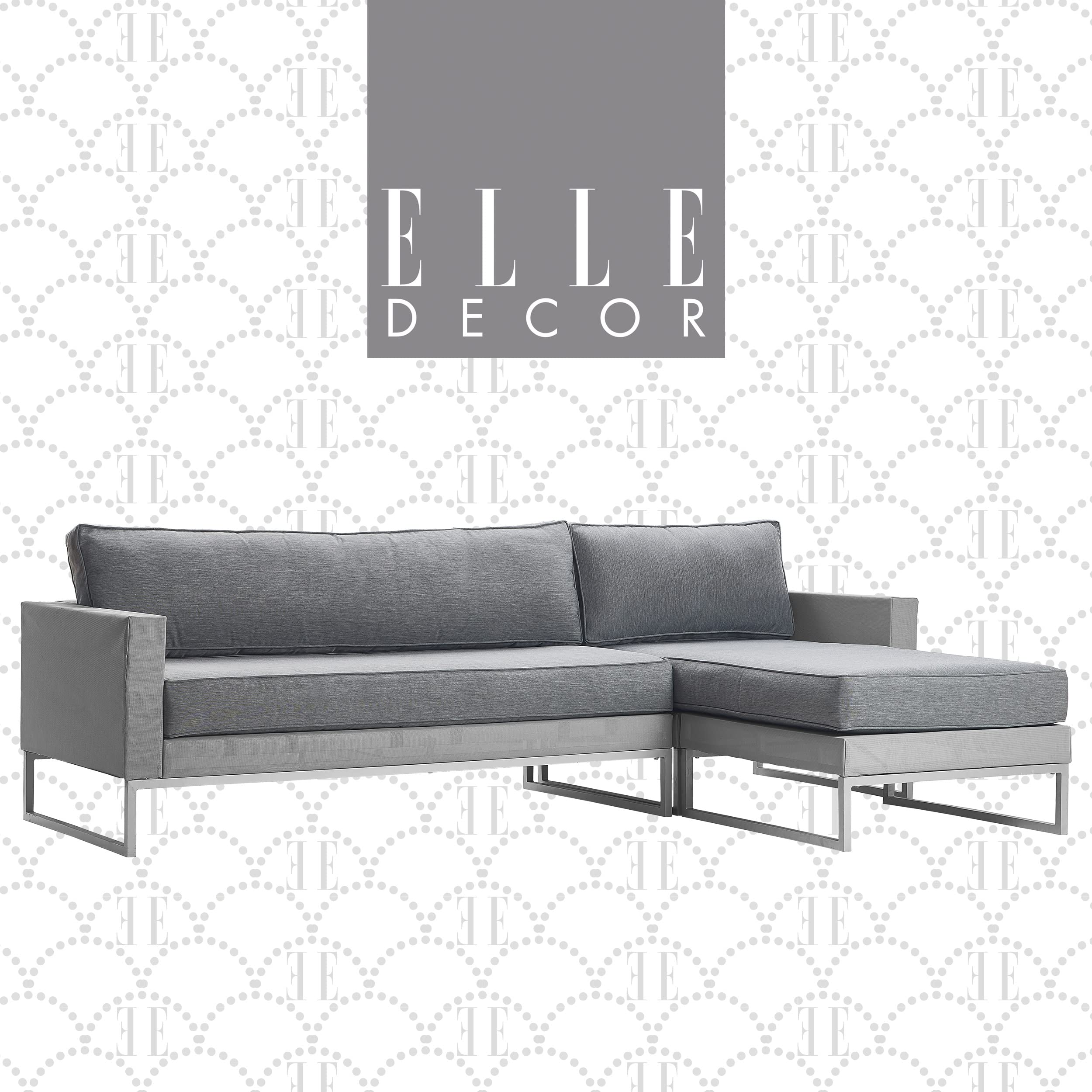 Elle Decor Tropez Mesh Outdoor Patio Furniture Set - Durable Metal Frame Sectional Sofa in Gray - Perfect for Backyard, Poolside & Garden Relaxation