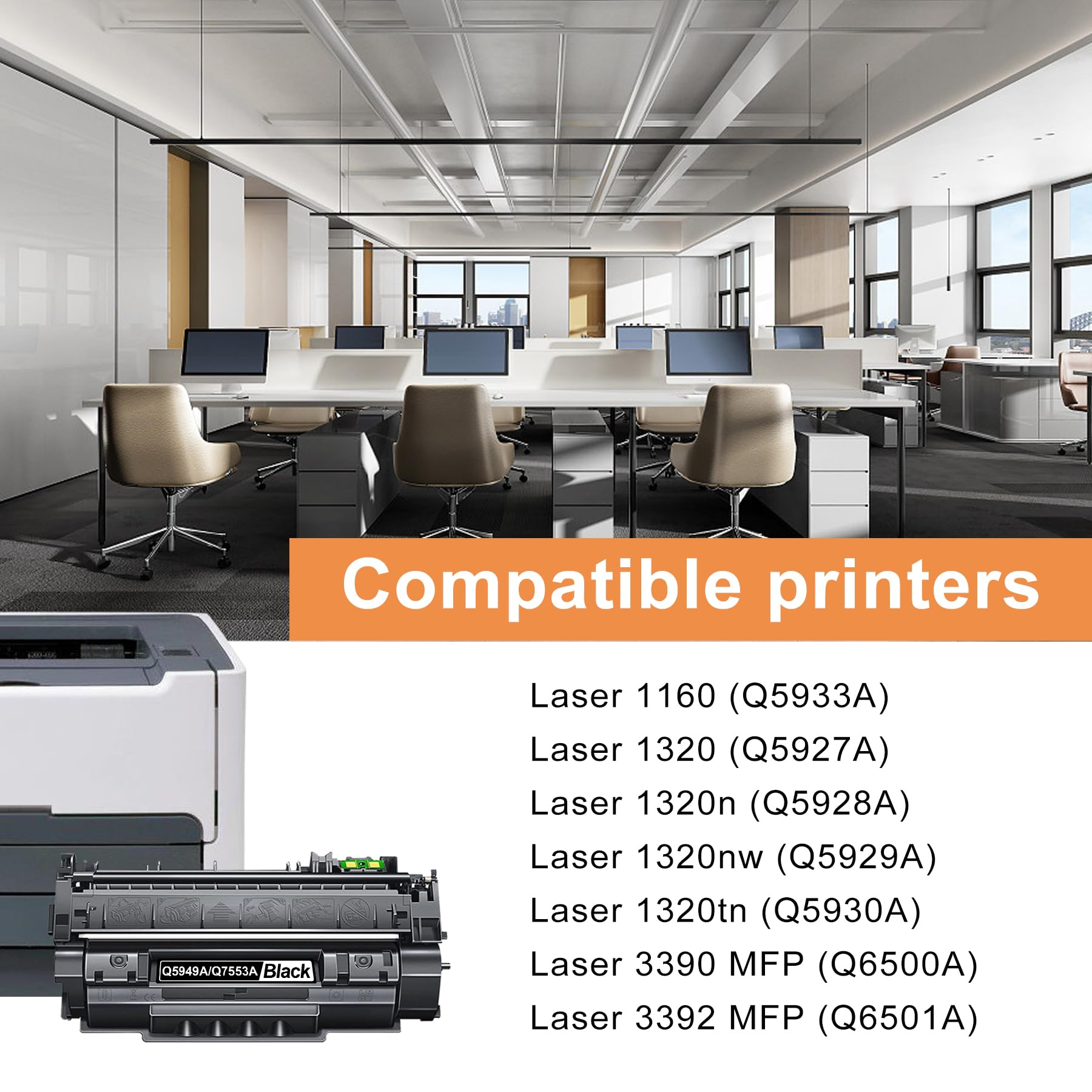 HP 49A (Q5949A) Black Toner Cartridge Replacement for LaserJet 1320/1320n/1320nw/1320tn/3390 MFP/3392 MFP/1160 Printers | High-Yield Compatible Ink | Perfect for Office & Home Printing Needs