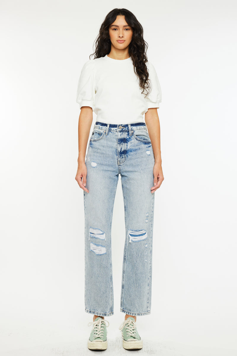 Kiara Ultra High Rise 90's Boyfriend Jeans for Women - Vintage Distressed Denim Pants with Stretch - Perfect for Casual Outfits & Streetwear Fashion