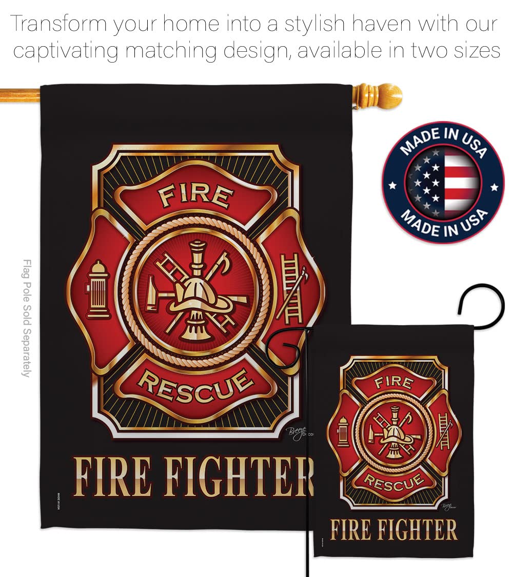 Firefighter Garden Flag Set with Stand - Red Line Hero Support for Yard & Home Decor