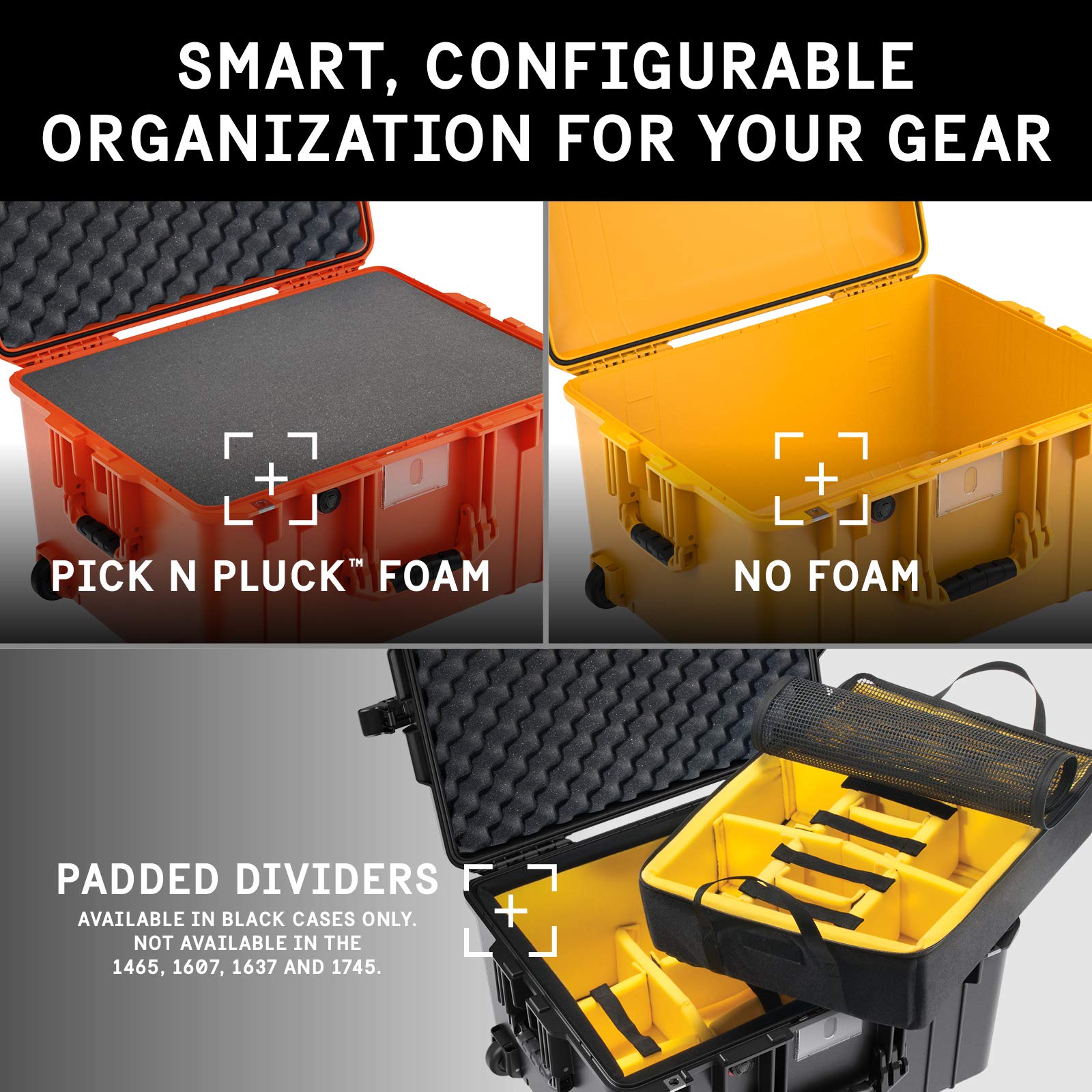 Pelican Air 1607 Waterproof Hard Case with Customizable Foam Interior - Yellow | Shockproof & Dustproof Protective Case for Camera, Drone, Electronics | Perfect for Travel, Outdoor Adventures & Equipment Storage
