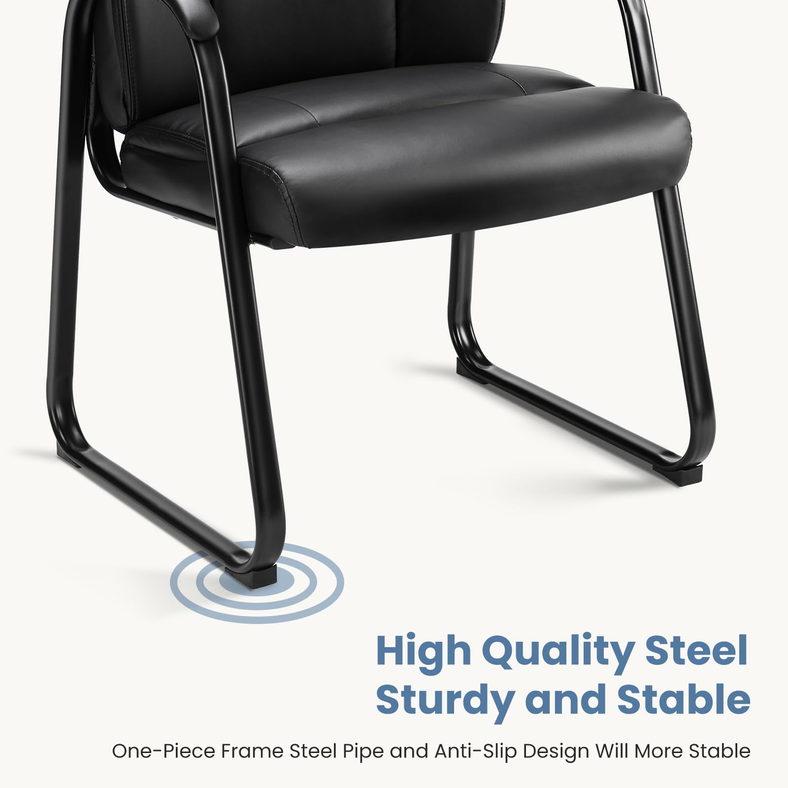 DUMOS 4-Piece Office Guest Chair Set - Leather Padded Arm Waiting Room Chairs for Elderly, Home, Reception, Conference Room & Lobby - Comfortable Seating for Offices, Waiting Areas, Break Rooms and Professional Spaces