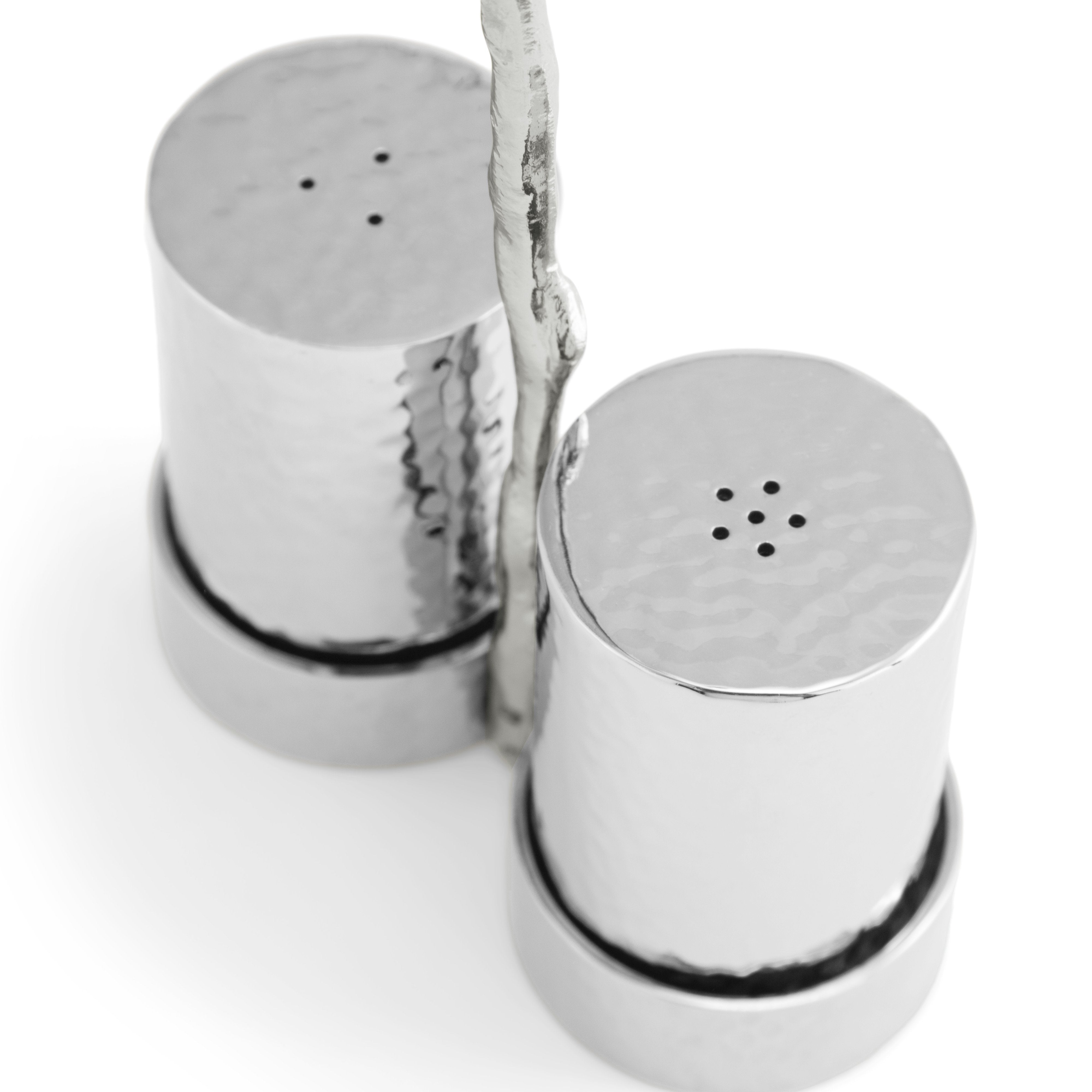 Elegant White Orchid Salt and Pepper Shaker Set - Premium Silver Stainless Steel - Perfect for Dining Table, Kitchen, and Gift Giving