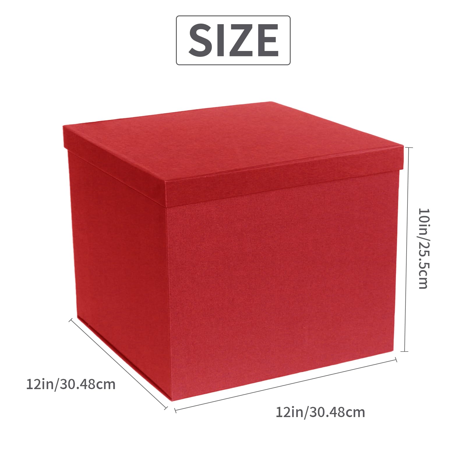 Premium 12x12x10 Inch Large Red Gift Box - Elegant Present Packaging for Birthdays, Valentine's Day, Christmas & Special Occasions - Perfect for Jewelry, Chocolates & Luxury Gift Wrapping