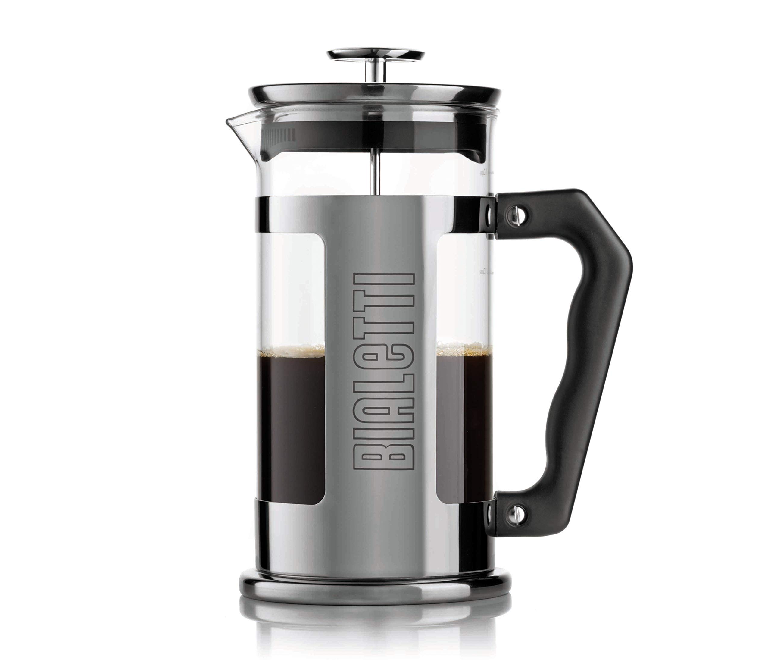 Bialetti 06700 3-Cup Stainless Steel French Press Coffee Maker - Premium Silver Design for Home, Office & Camping Use