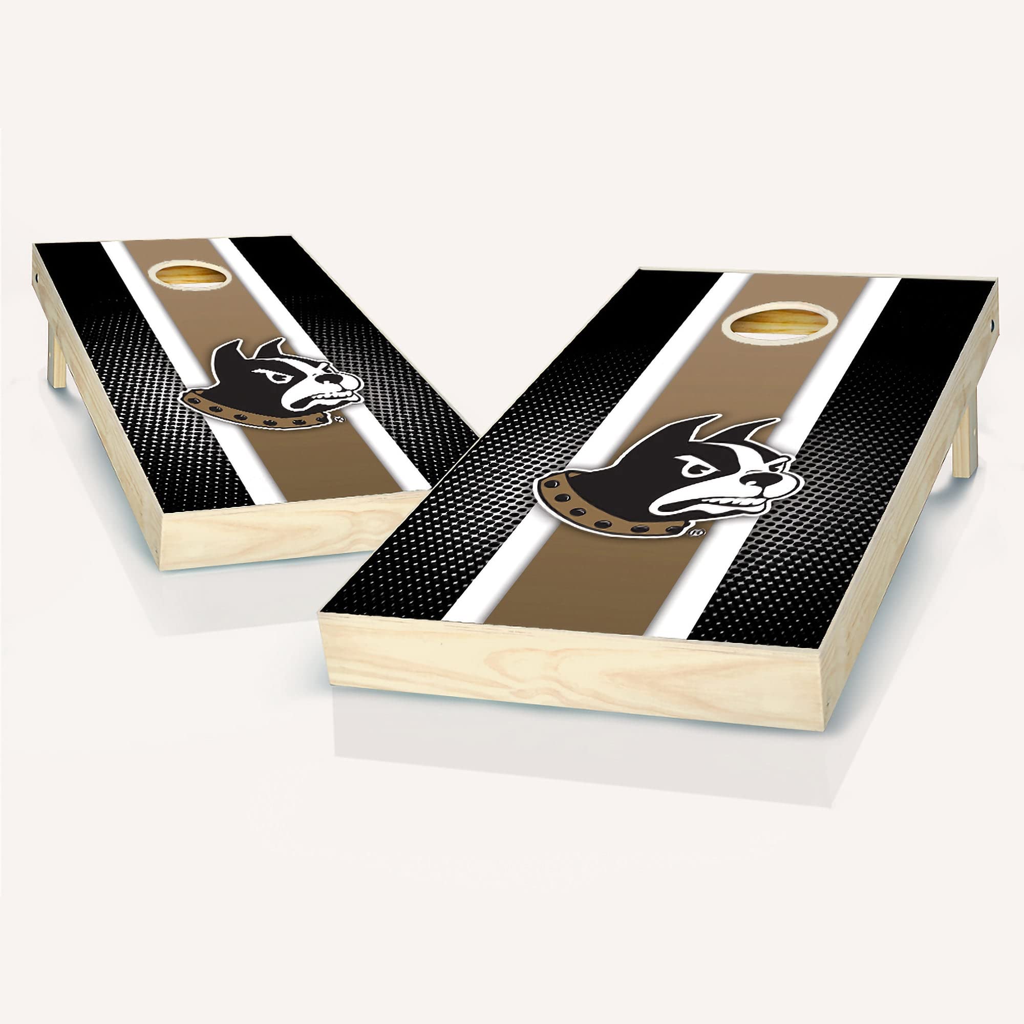 Premium Wofford Stripe Cornhole Game Set - 2 Regulation Wooden Boards & 8 All-Weather Bean Bags | Backyard BBQ, Tailgate Parties, Beach Games & Outdoor Fun