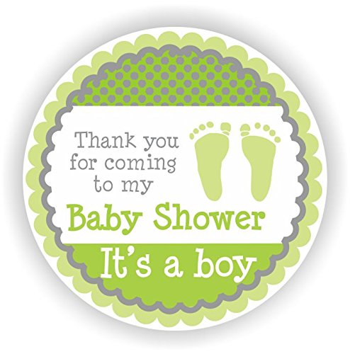It's a Boy Baby Shower Stickers - Set of 40 Green Baby Footprint Favor Stickers for Boy Shower Decorations - Perfect for Baby Shower Favors, Gift Wrapping, Scrapbooking & Nursery Decor