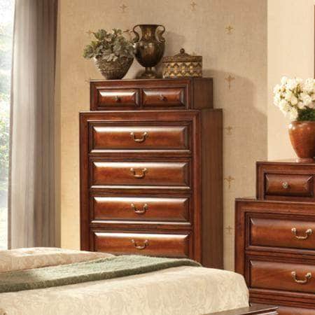 Sofia 7-Drawer Wooden Chest Dresser in Warm Walnut Finish - Perfect for Bedroom Storage, Closet Organization & Home Decor
