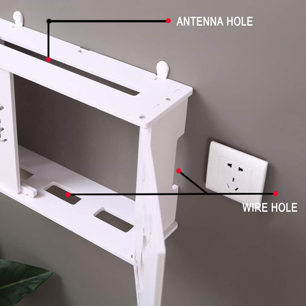 Wireless WiFi Router Storage Box - Wall Mounted Shelf for Router & Socket Organizer, No Drill Hanging Decoration - Perfect for Home & Office Network Setup