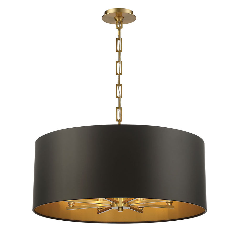 Lark Eight Light Pendant in Black and Brass - Modern Chandelier for Dining Room, Living Room & Bedroom Lighting