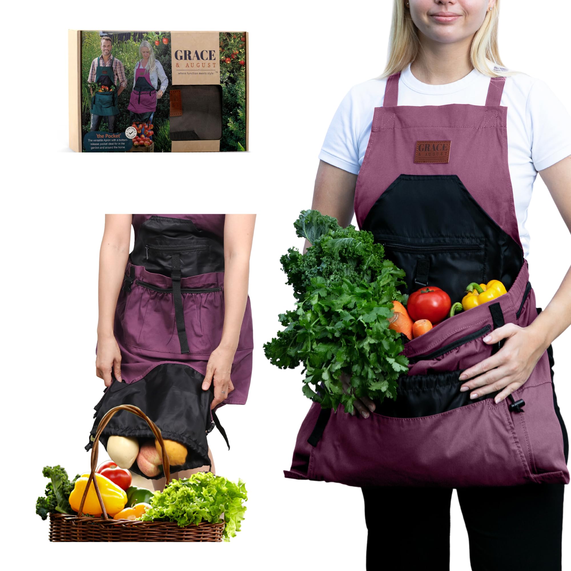 Durable Gardening Apron with 7 Pockets & Internal Drawstring Bag for Women & Men - Waterproof Work Apron for Planting, Harvesting, Cooking & DIY Projects - Perfect Gardening Gift for Outdoor Enthusiasts