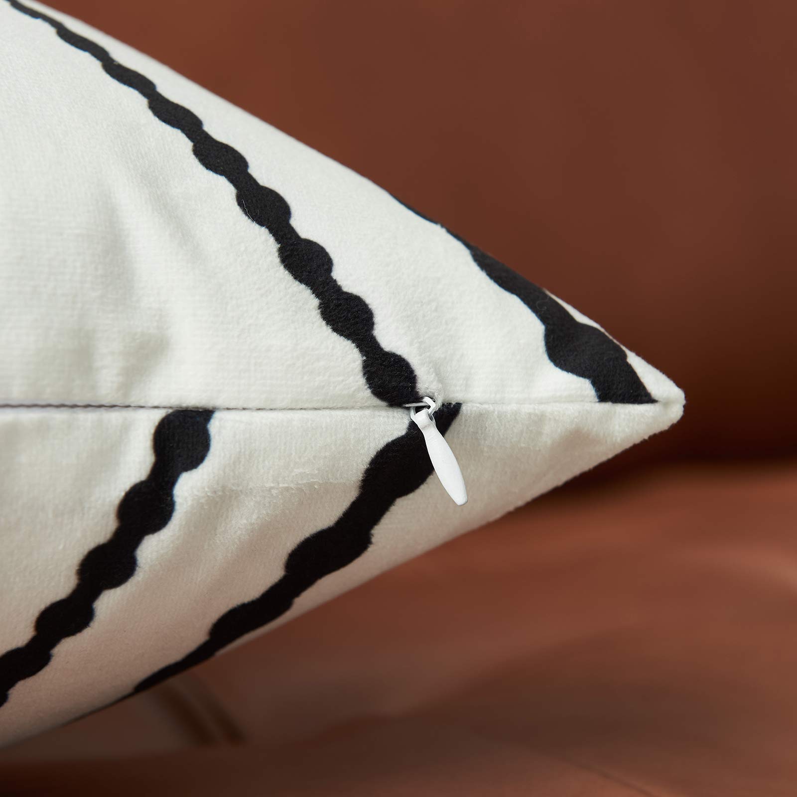 Set of 2 White Boho Aztec Square Pillow Covers 18x18 Inches - Decorative Polyester Blend Throw Pillow Cases for Sofa, Couch, Bed & Home Decor - Perfect for Living Room, Bedroom & Cozy Home Styling