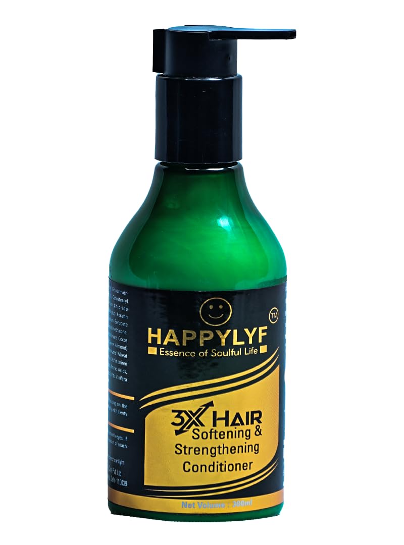 HappyLyf 3x Hair Conditioner for Damaged Hair - Deep Conditioning Treatment with Softening & Strengthening Formula | 300ml | Ideal for Dry, Frizzy Hair Repair at Home or Salon Use