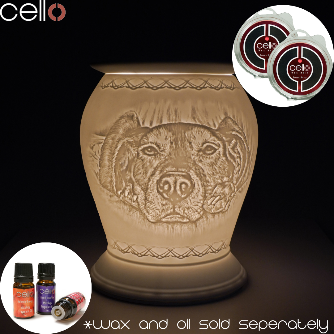 Cello Electric Wax Warmer - Porcelain Barrel Design for Home Aromatherapy, Perfect for Living Room, Bedroom, and Office Use - Dog Lover Gift Idea
