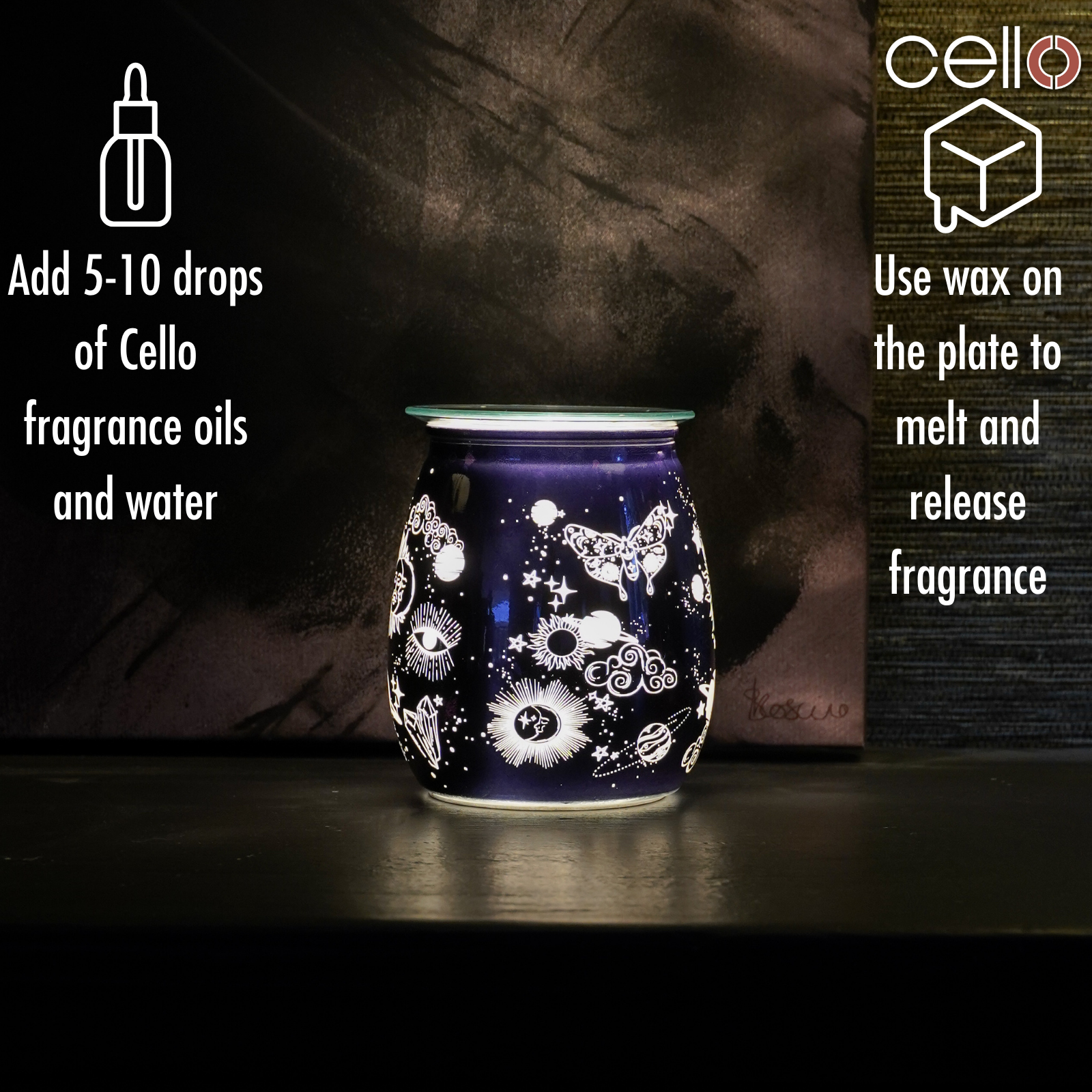 Celestial Electric Wax Warmer - Midnight Blue Aromatherapy Diffuser for Home, Office & Spa Relaxation | Perfect for Essential Oils & Scented Wax Melts